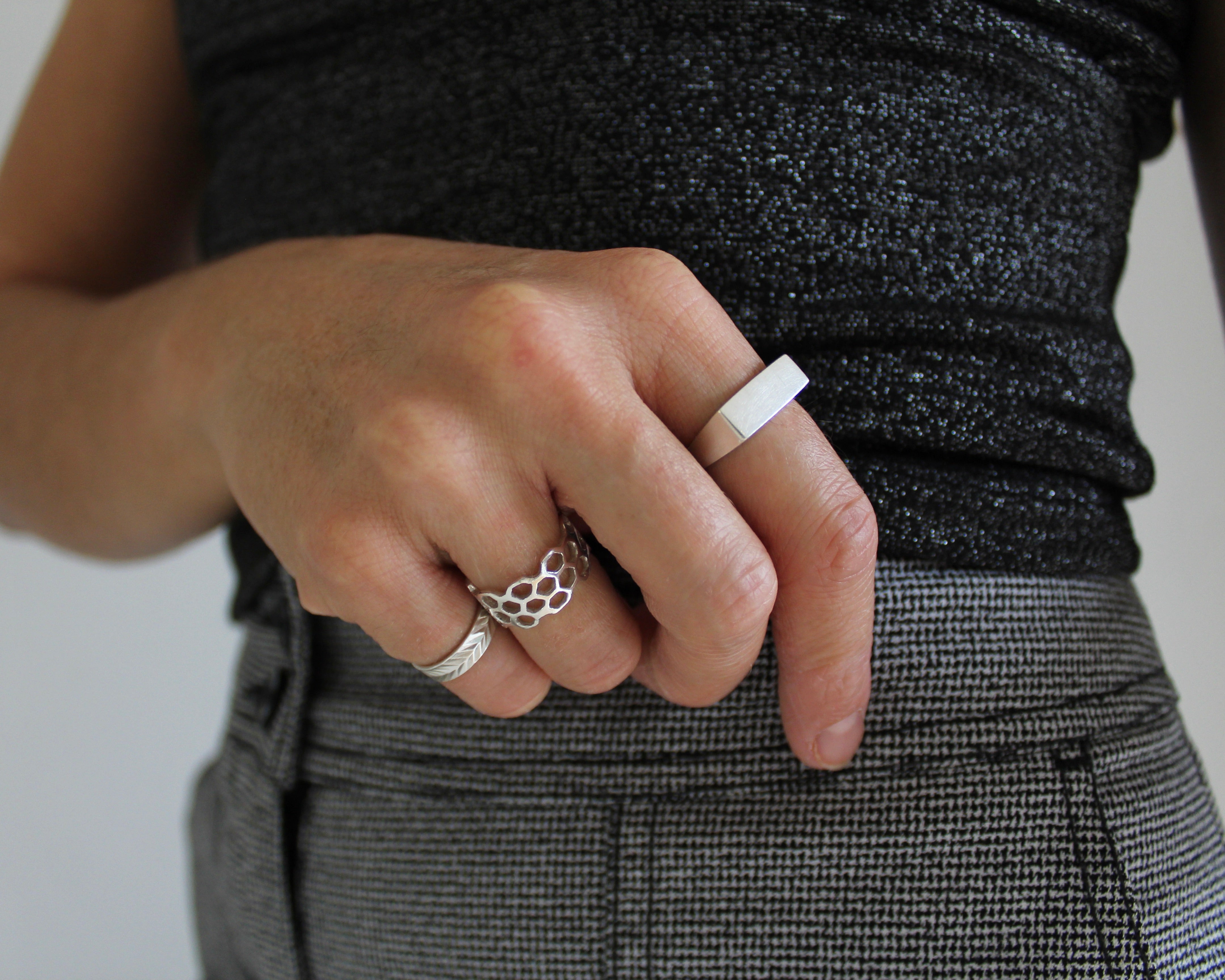 BEE, bague argent sterling.