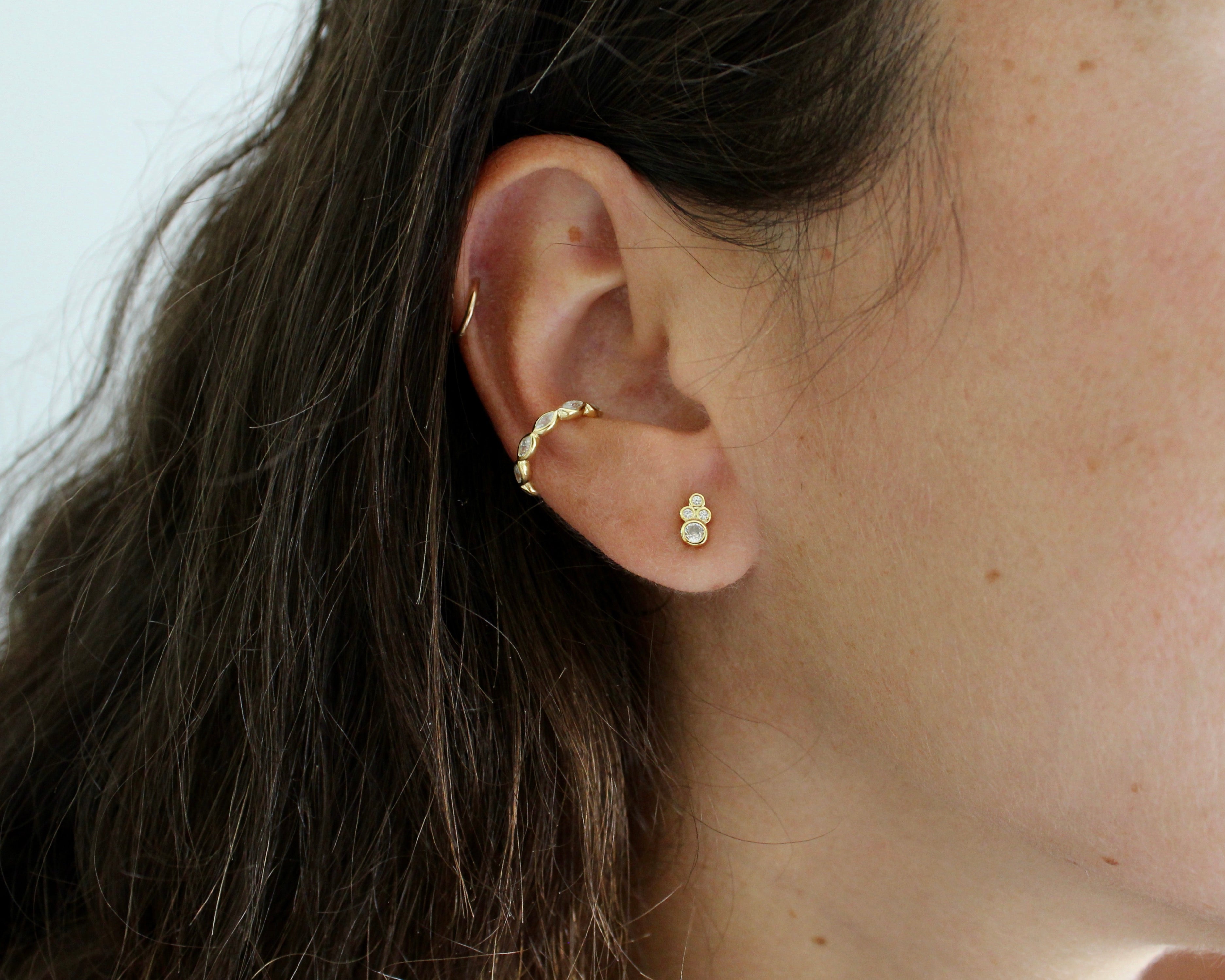 ISO, ear cuff, manchette d'oreille, or vermeil, argent sterling plaqué or.