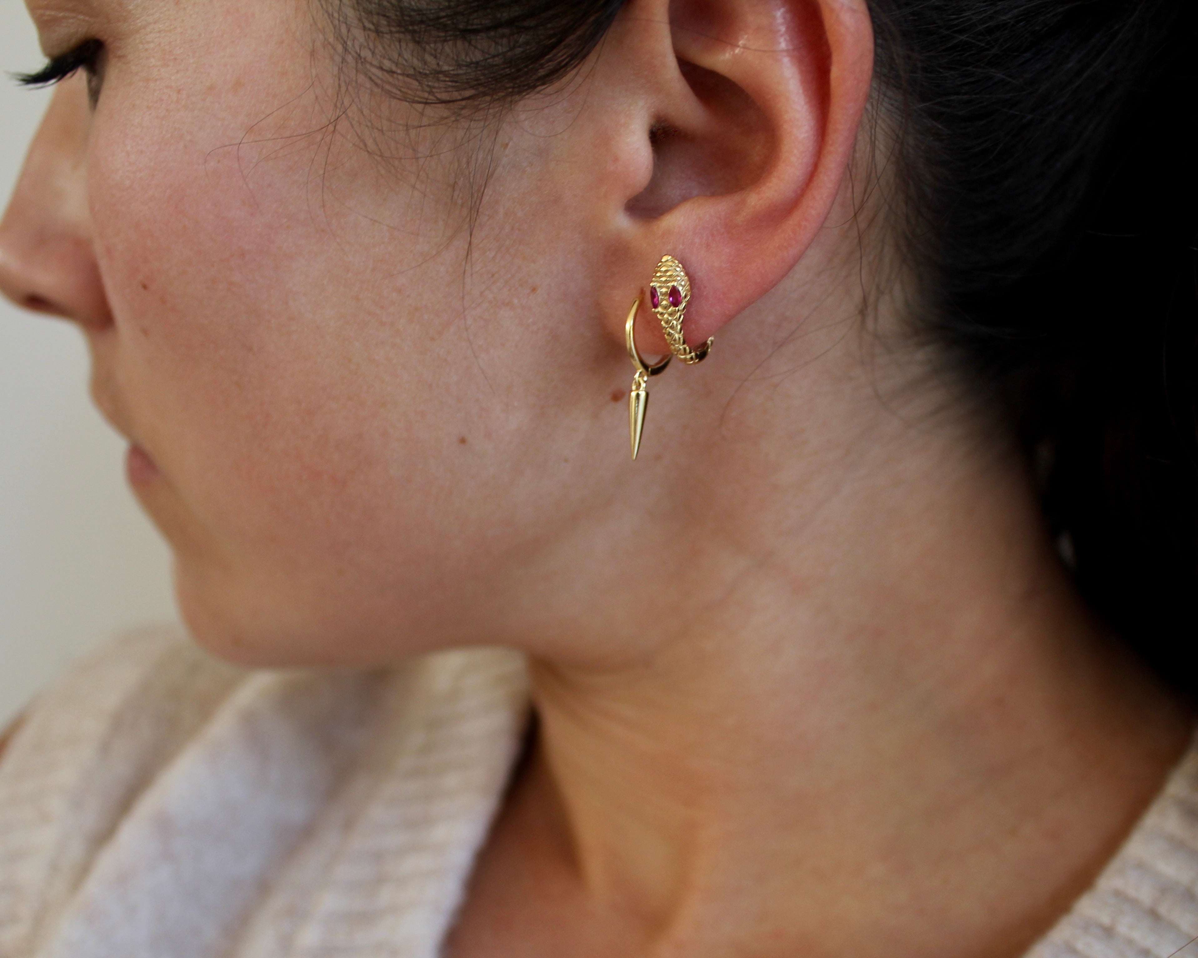 SERPENT, boucle d'oreille, or vermeil.