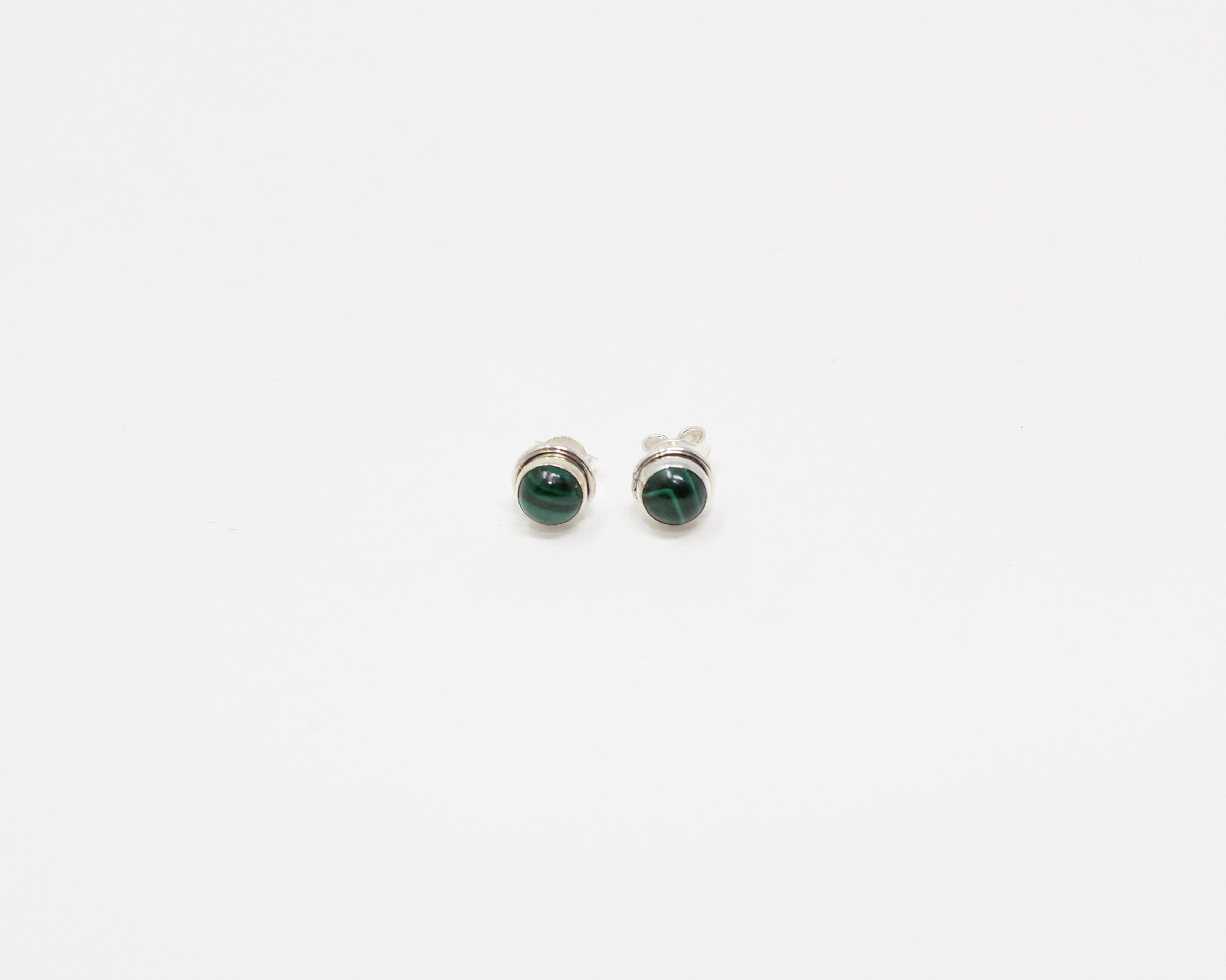 CHARME, boucle d'oreille, argent sterling et pierre semi-précieuse, malachite.