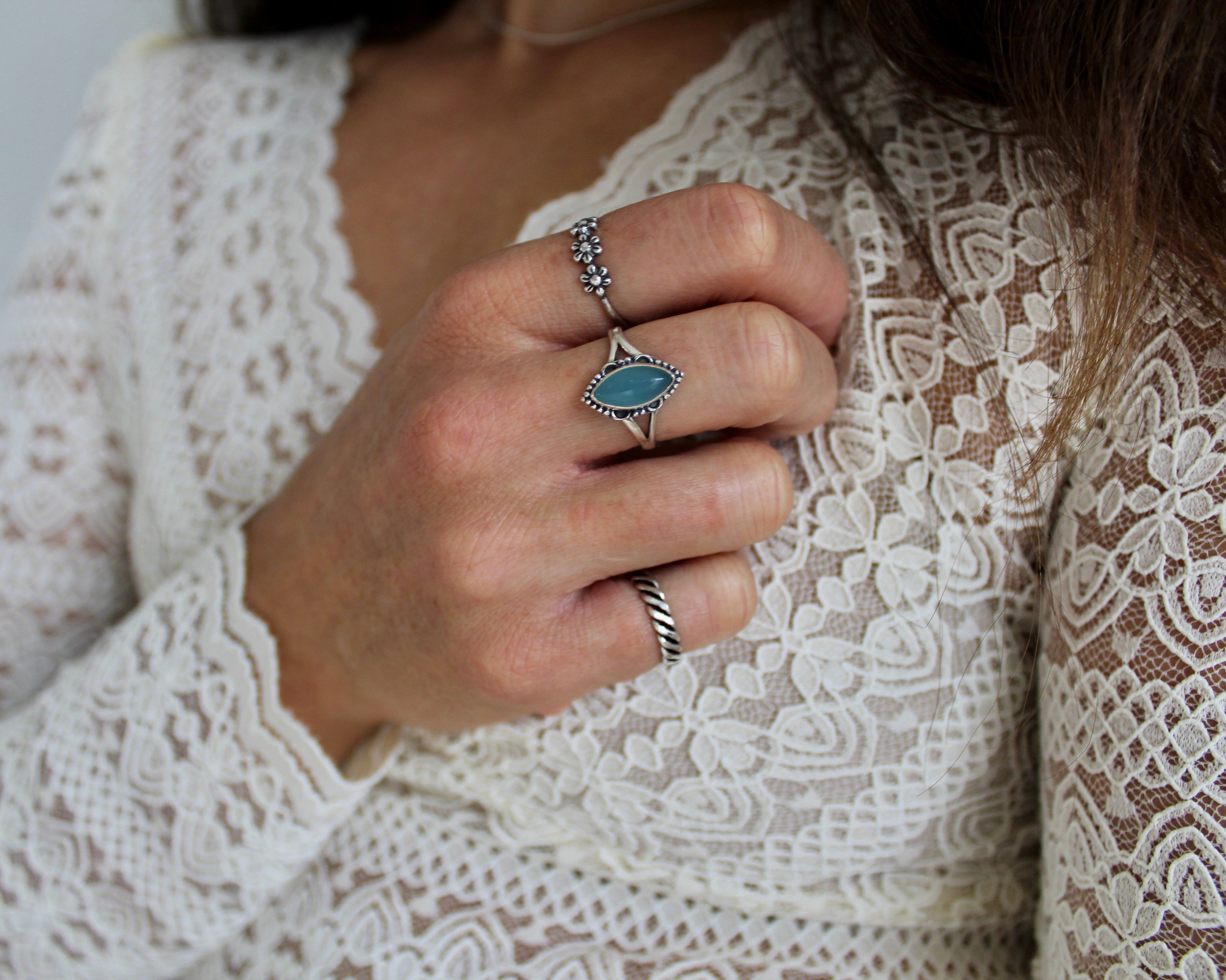 FLEUR, bague argent sterling.