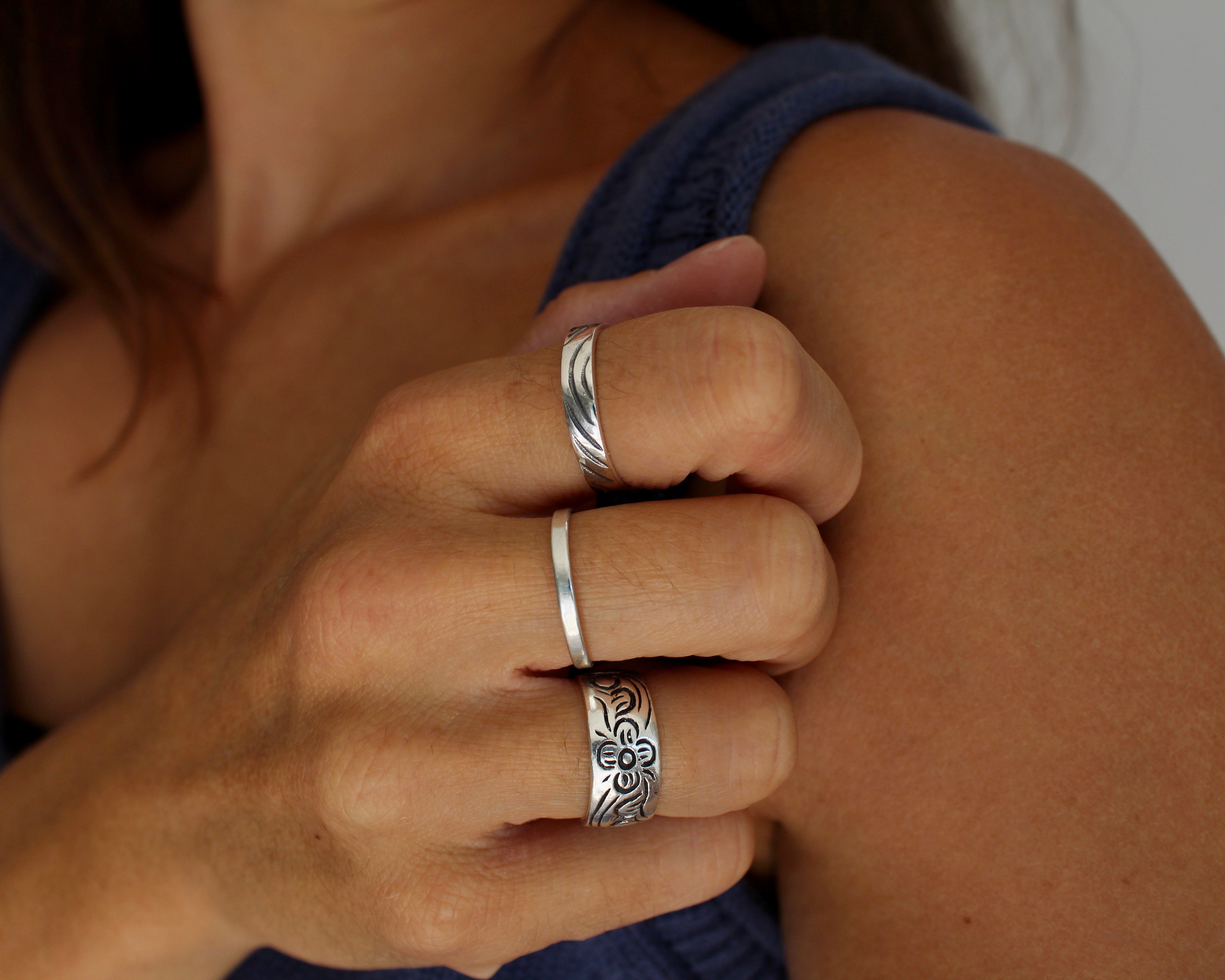 FLUIDE, bague argent sterling.
