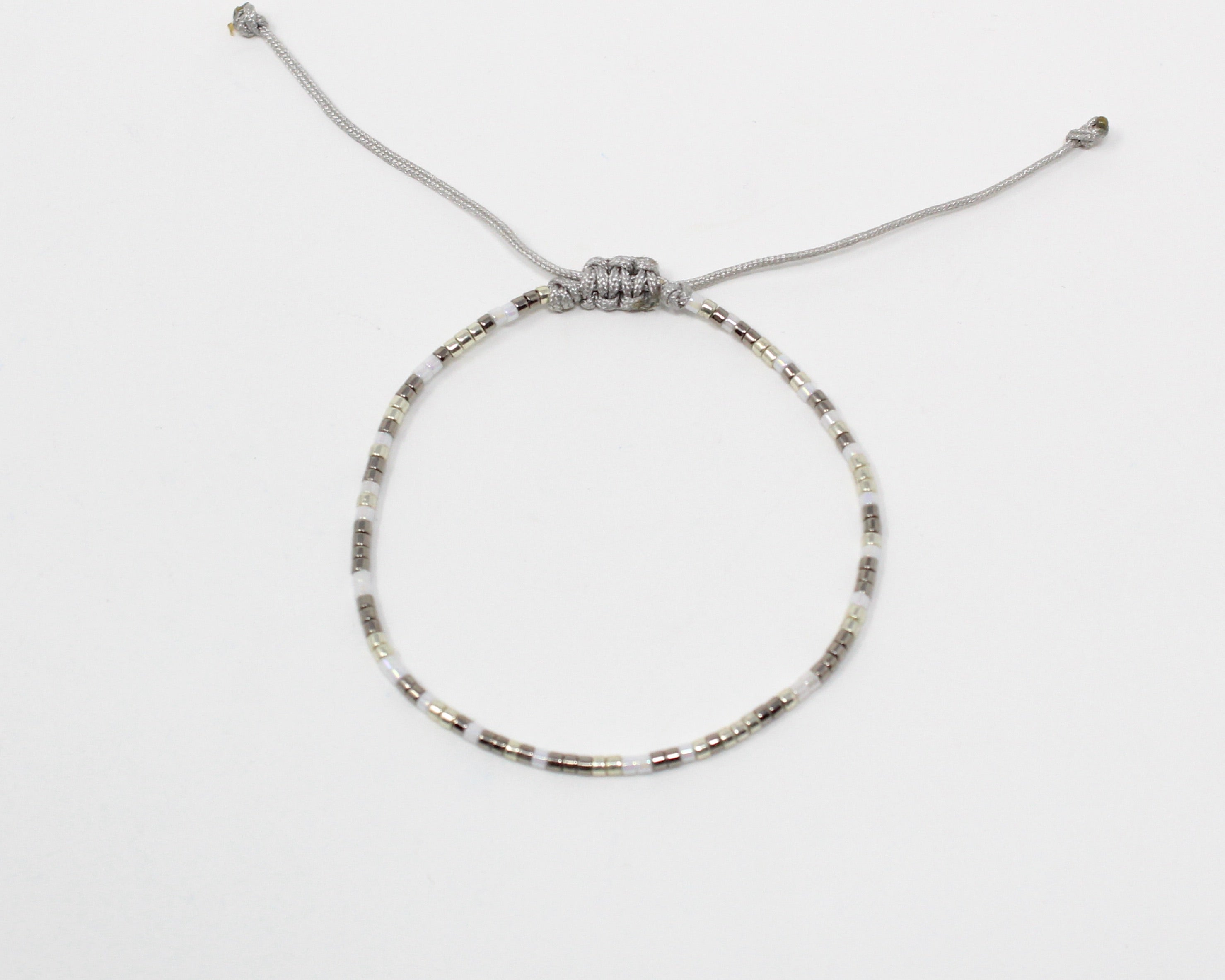 ZOCALO, bracelet de billes, gris, argent.