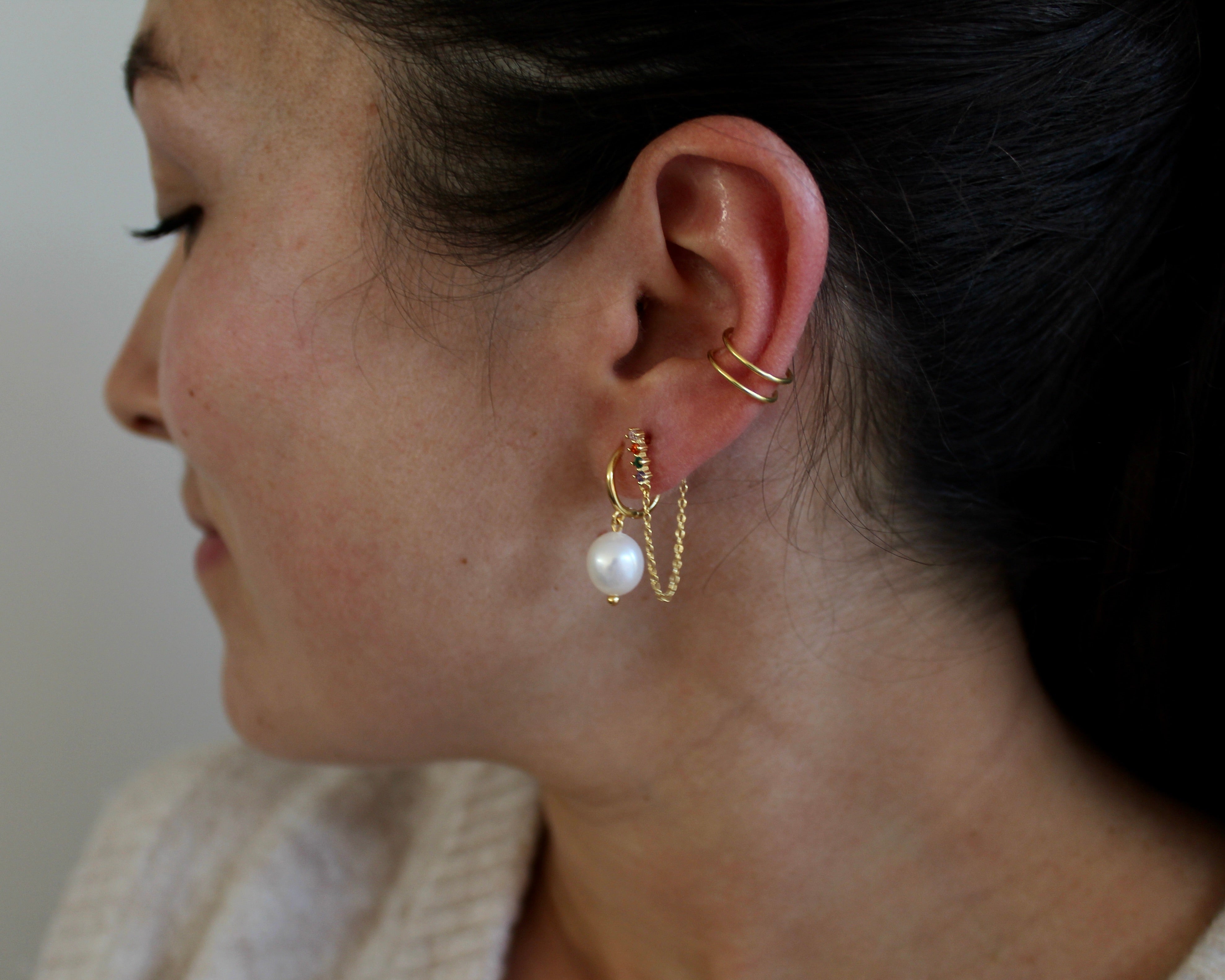 JEP, manchette d'oreille, ear cuff, or vermeil.