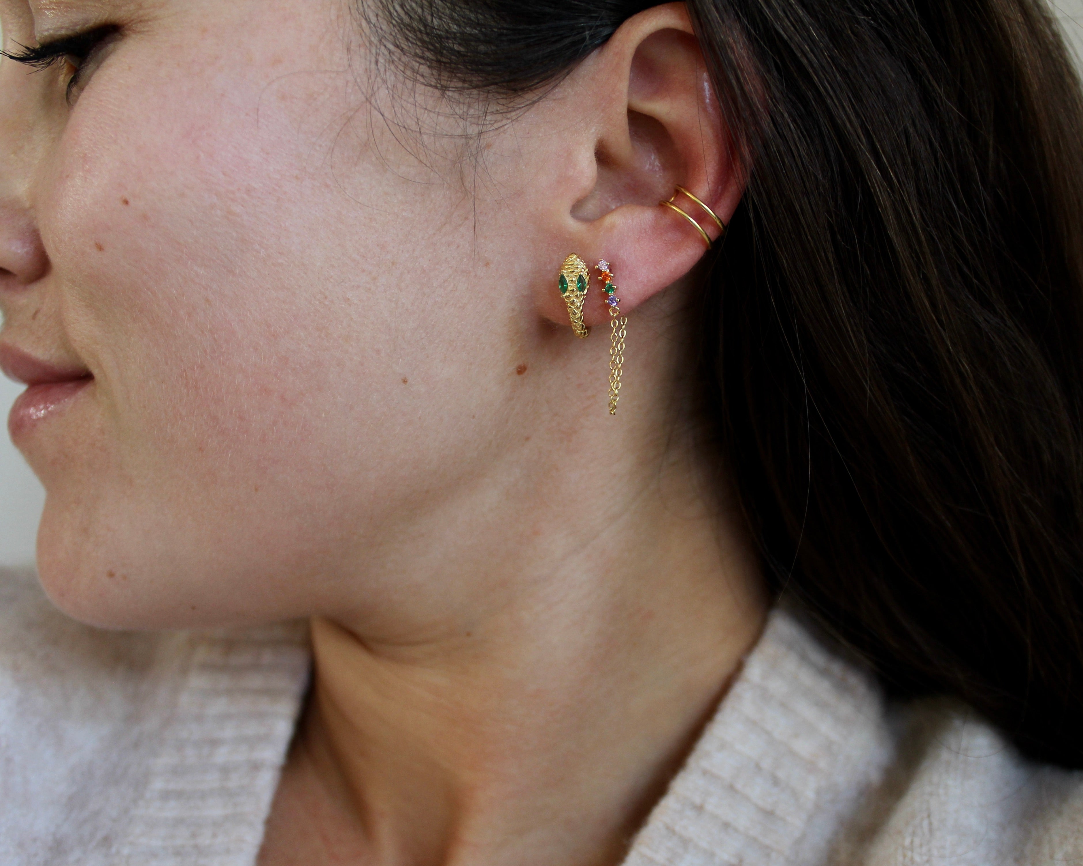 SERPENT, boucle d'oreille, or vermeil.