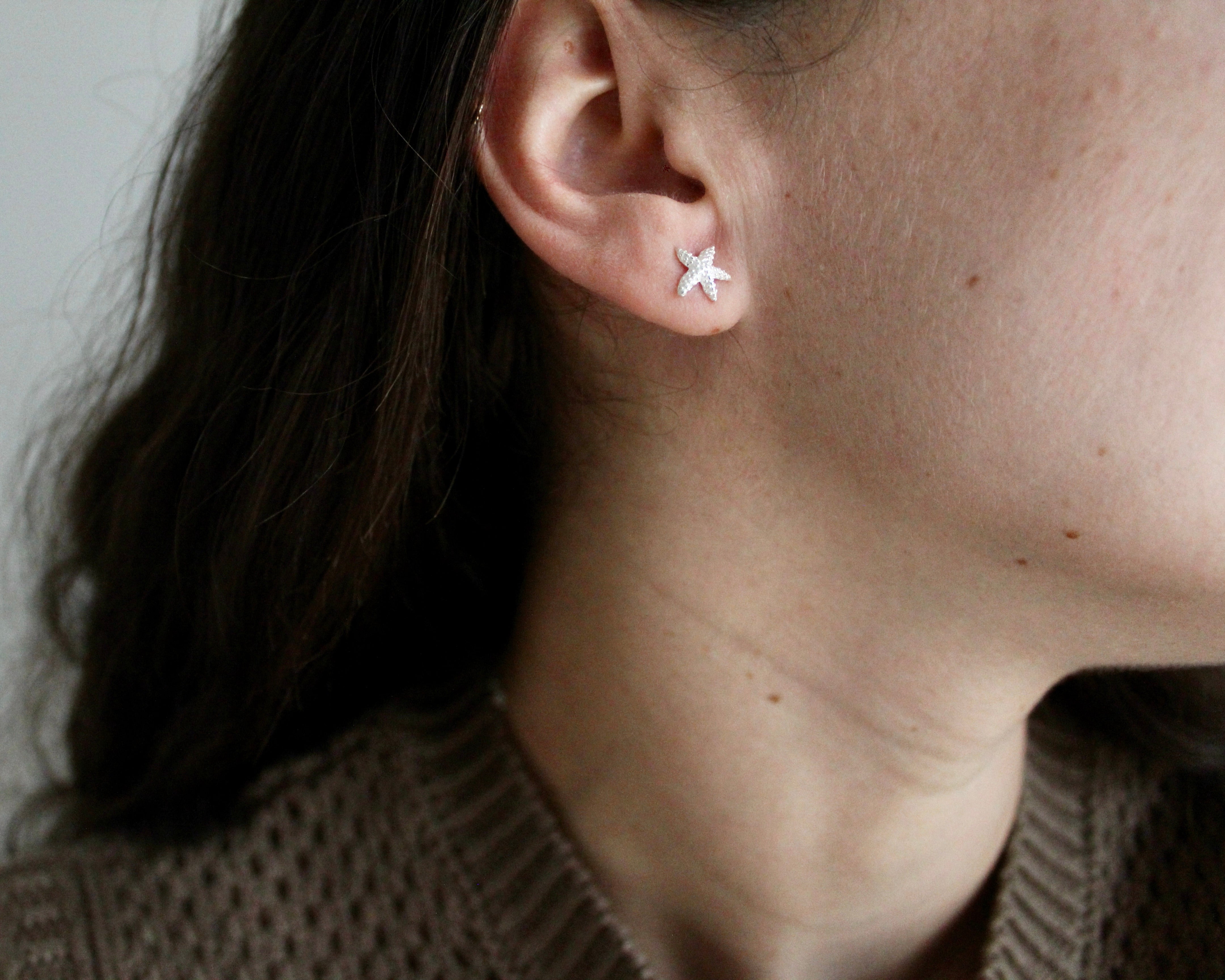 ASTÉRIE, boucles d'oreilles argent sterling.