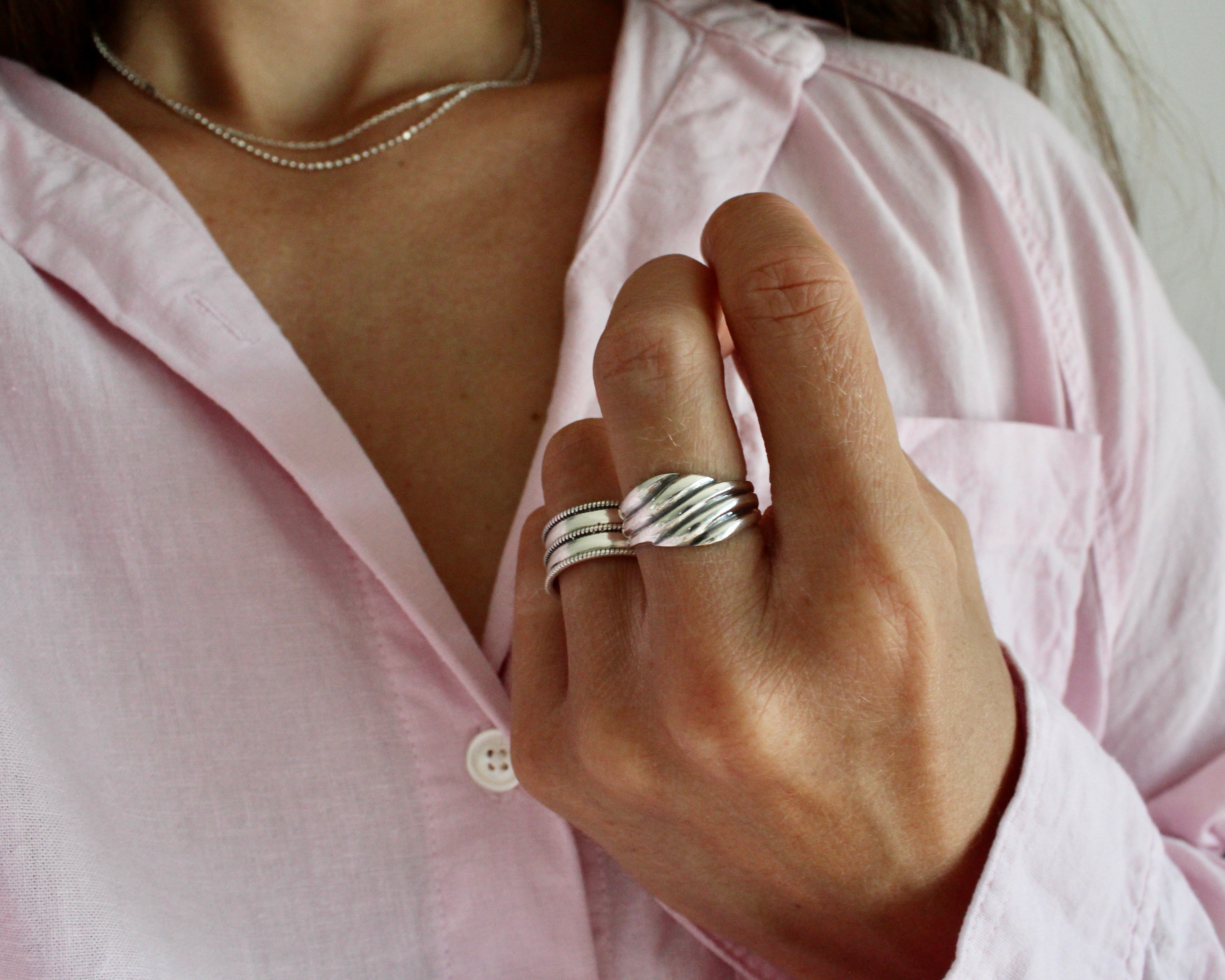 PLUIE, bague argent sterling.