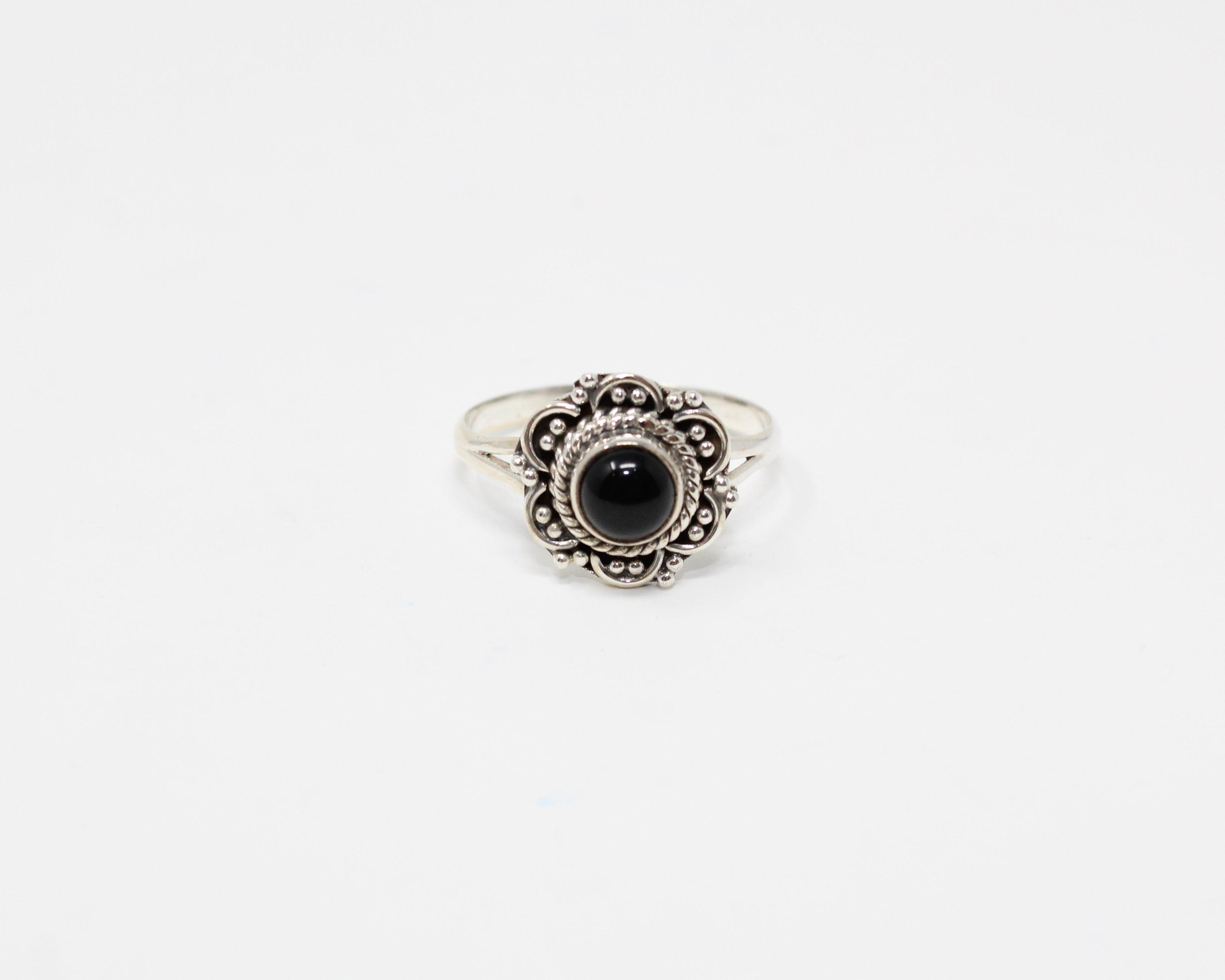 AUTHENTICITÉ, bague argent sterling, pierre semi-précieuse, onyx.