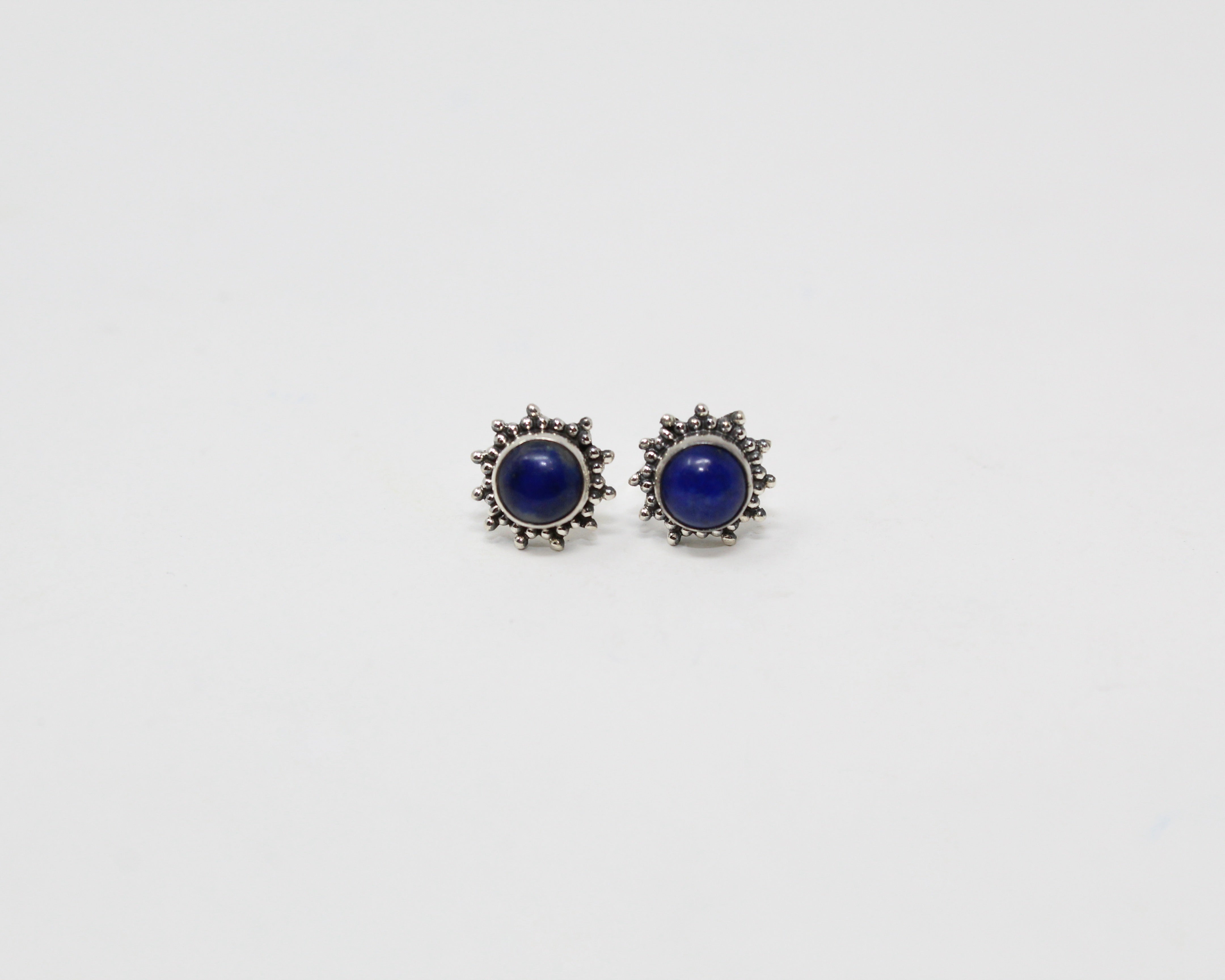 SOLAIRE, boucles d'oreilles argent sterling et pierre semi-précieuse, lapis-lazuli.
