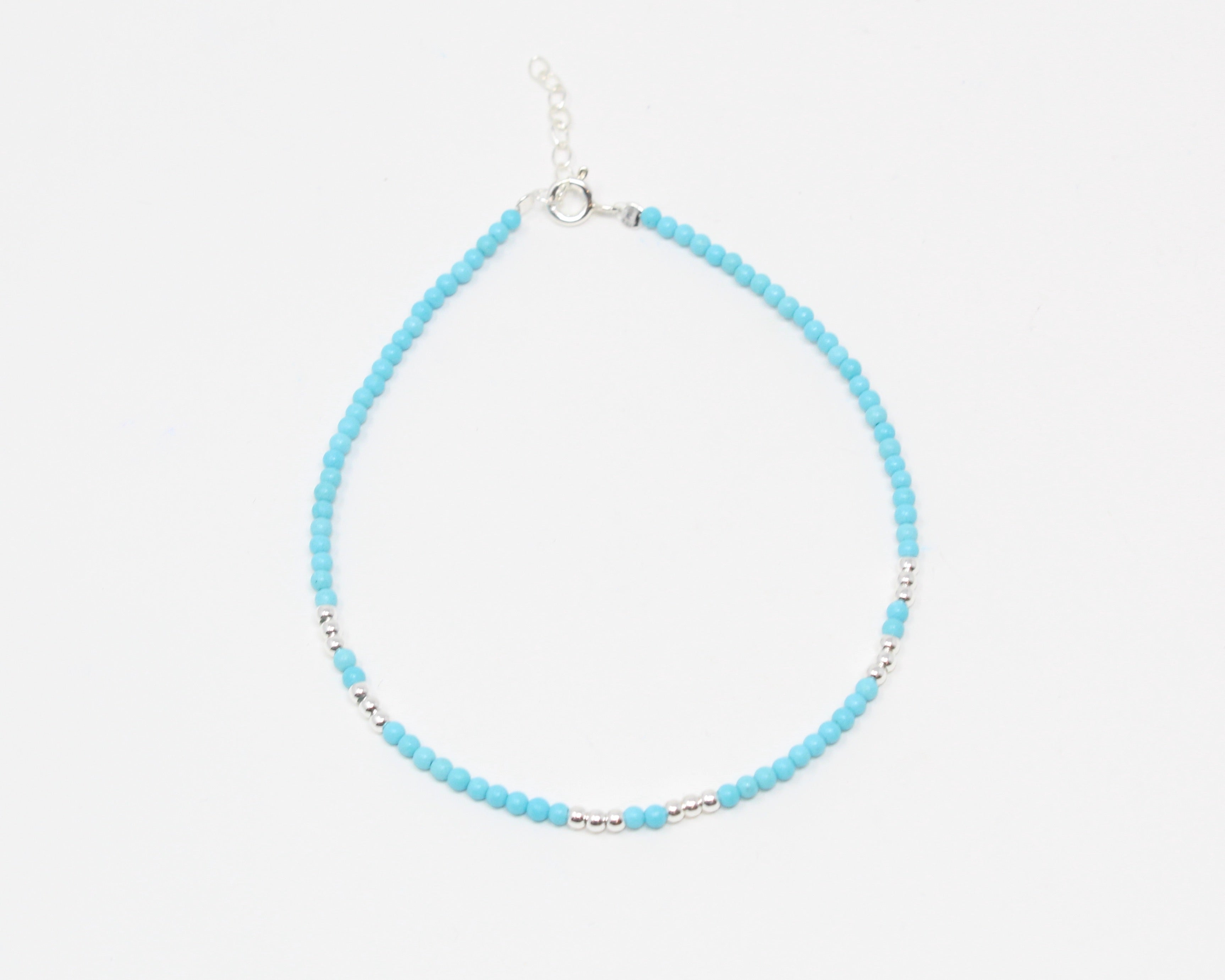 AQUA, bracelet de cheville, billes et argent sterling.