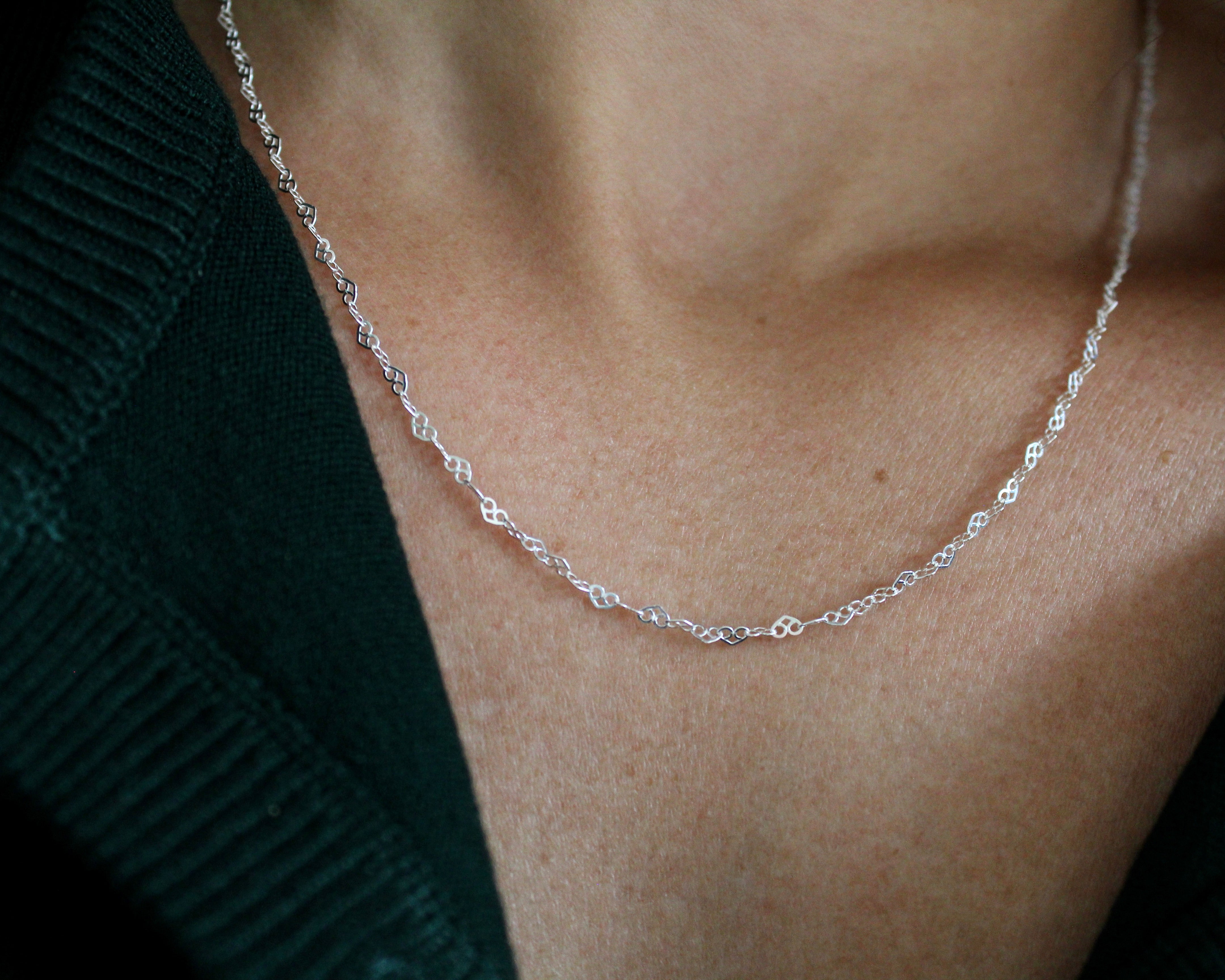 COEUR, chaine argent sterling.