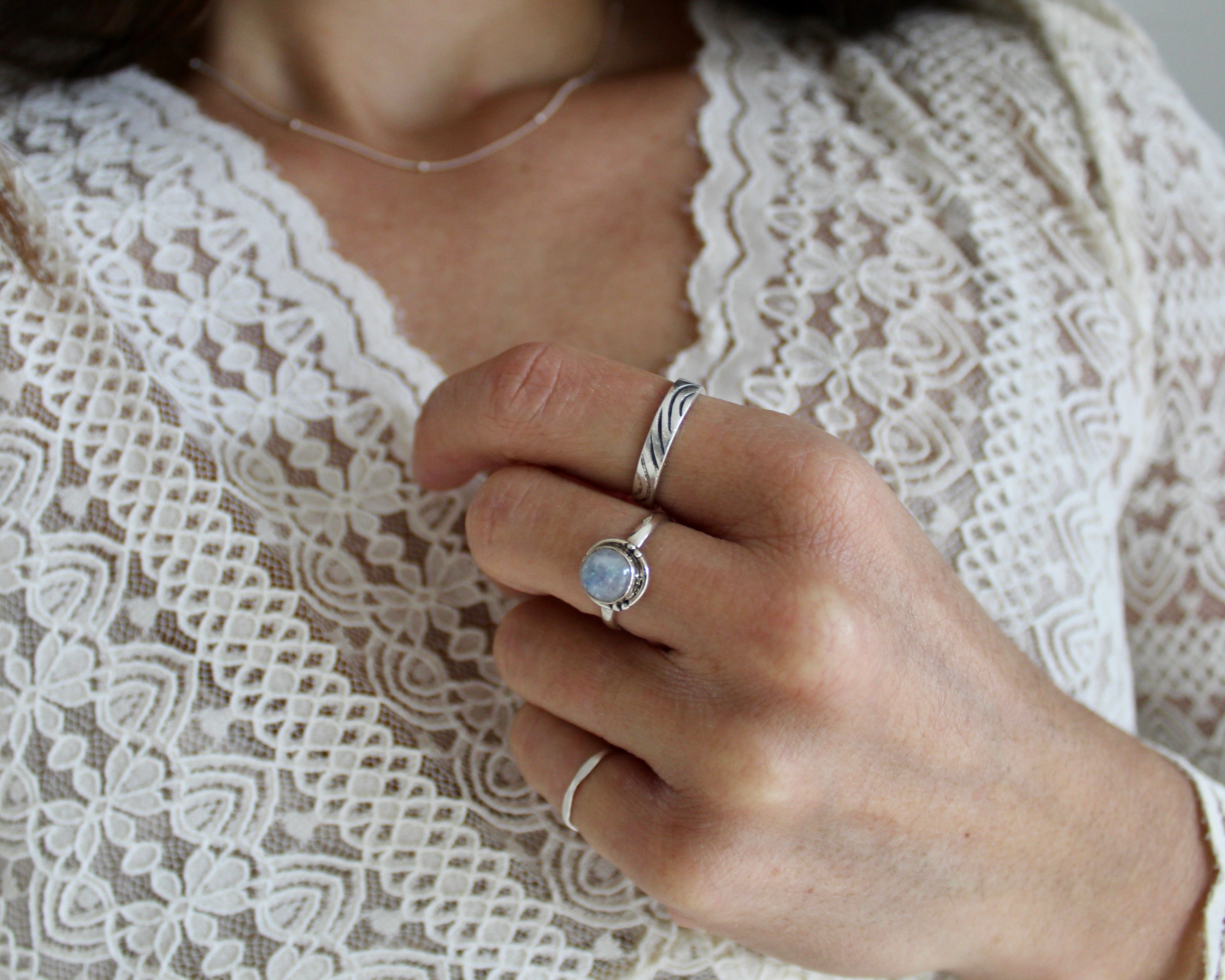 FLUIDE, bague argent sterling.