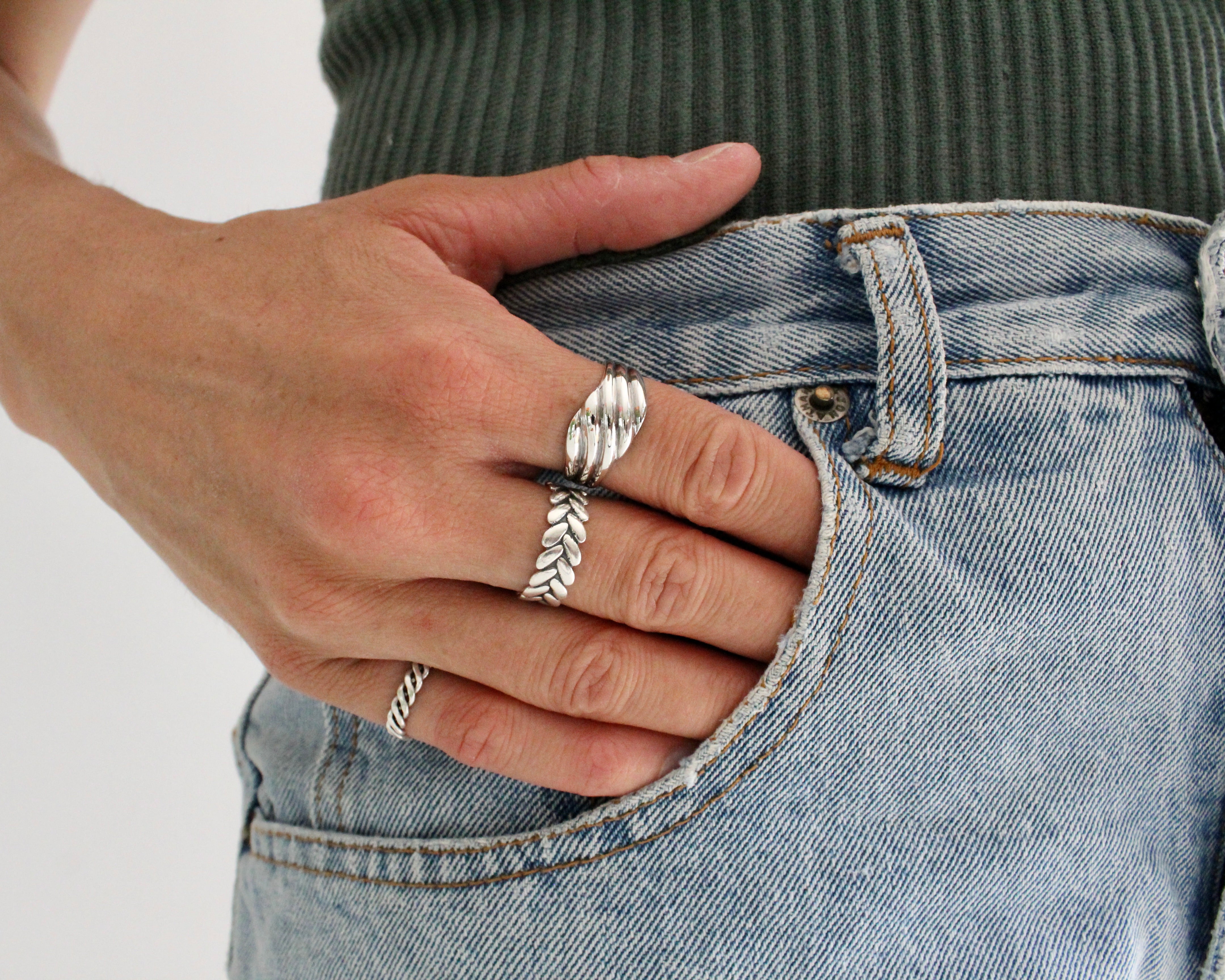 PLUIE, bague argent sterling.
