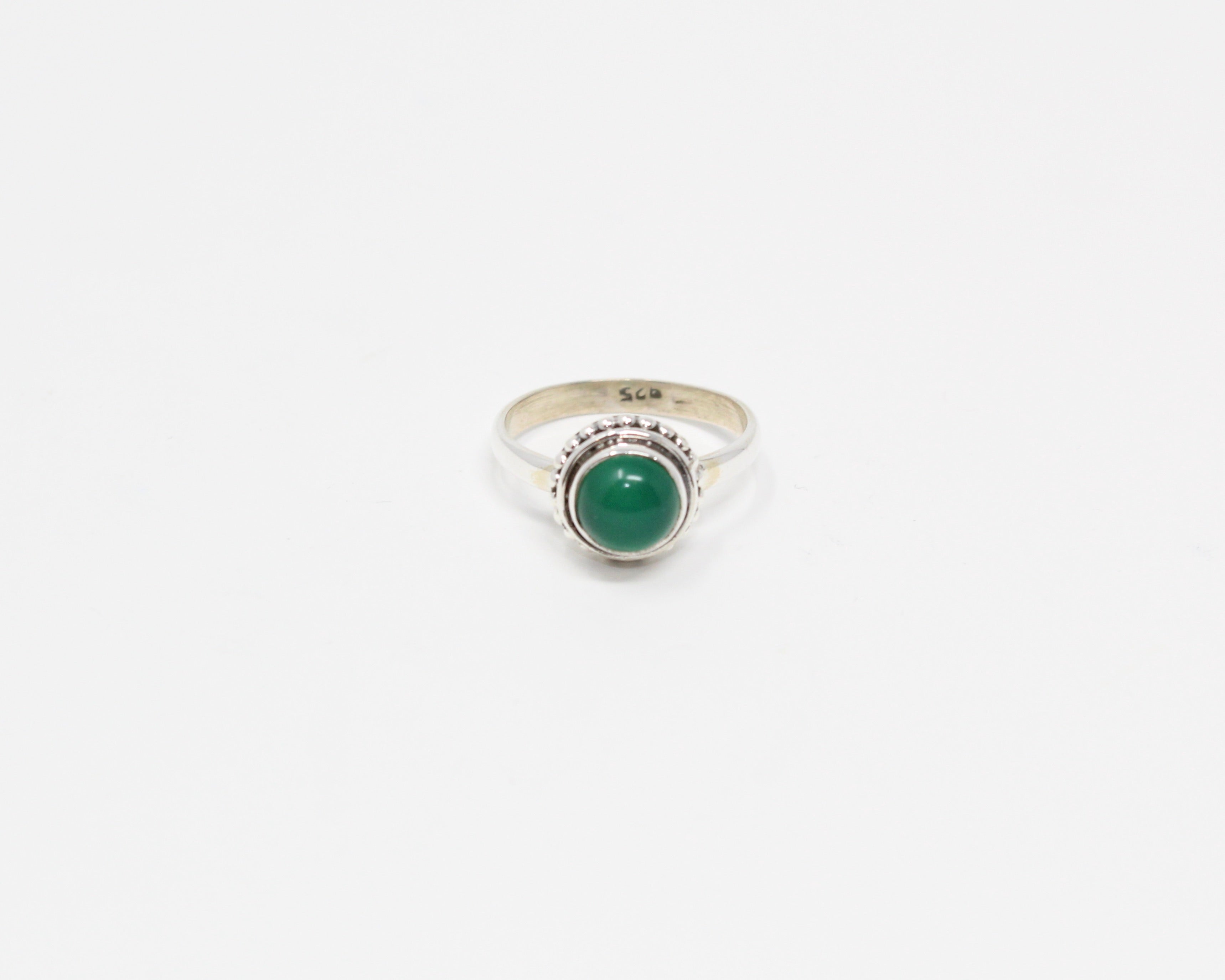 JUSTE, bague argent sterling & pierre semi-précieuse, onyx vert.