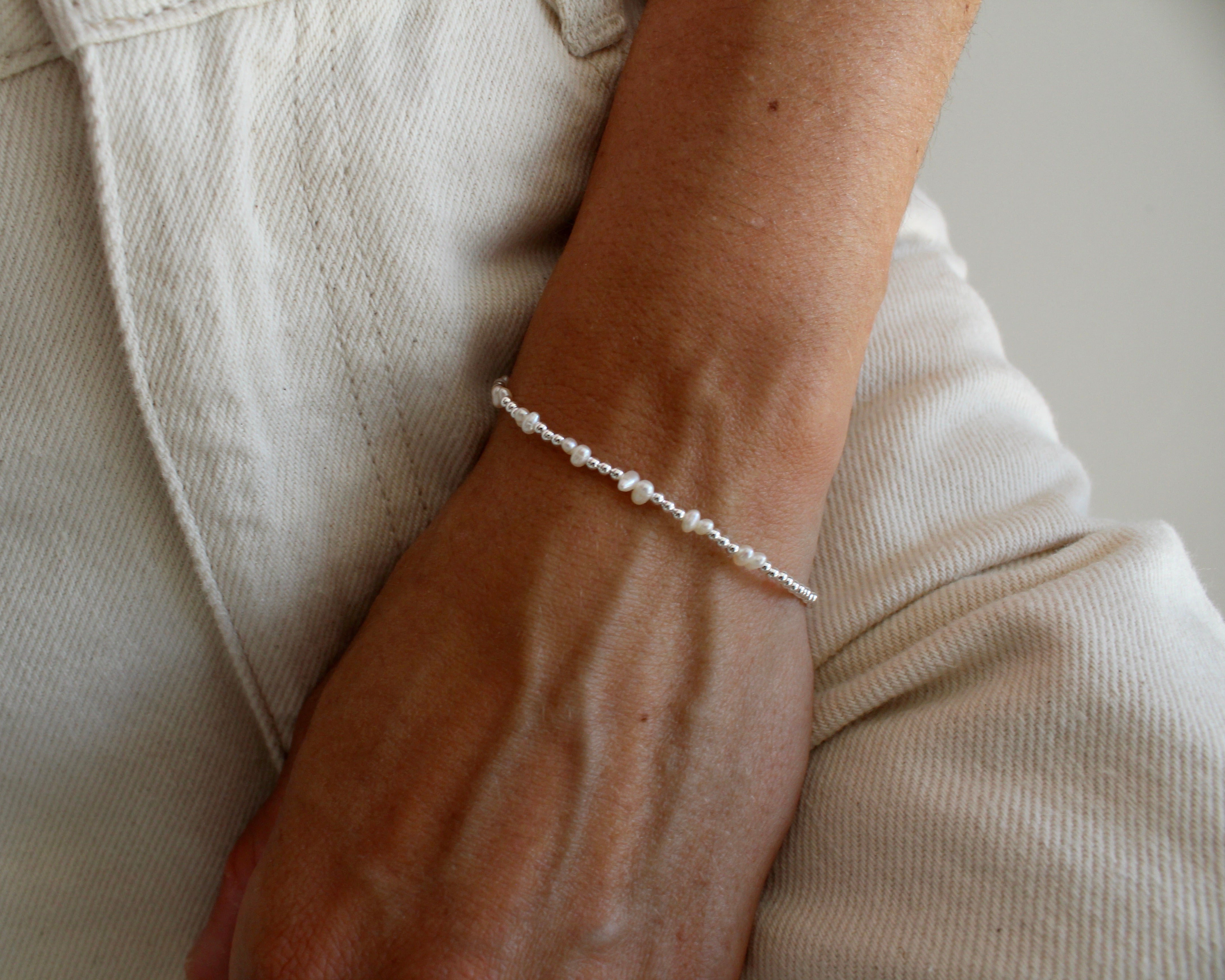 NACRE, bracelet argent sterling et perles.