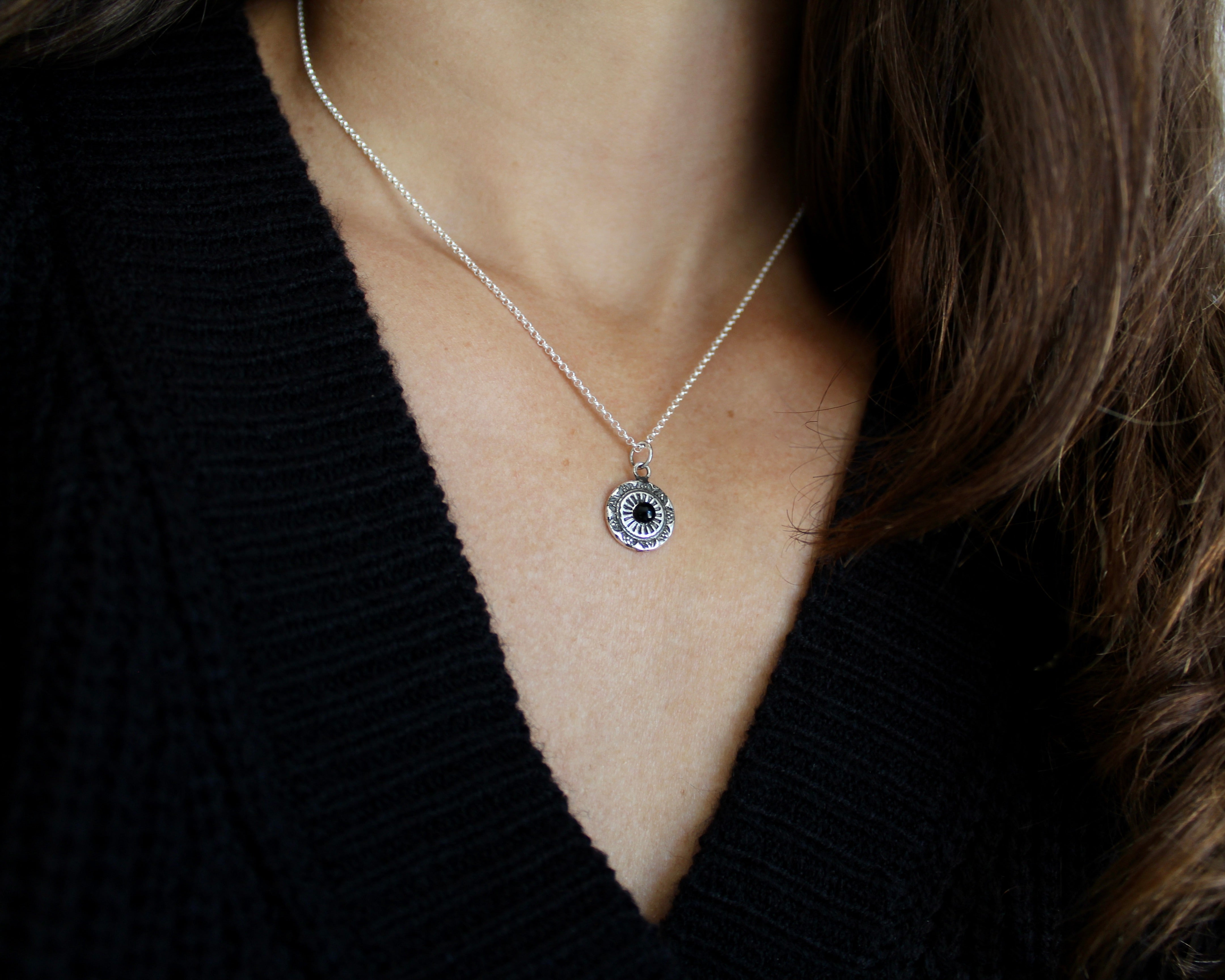 FLORAL, collier argent sterling.