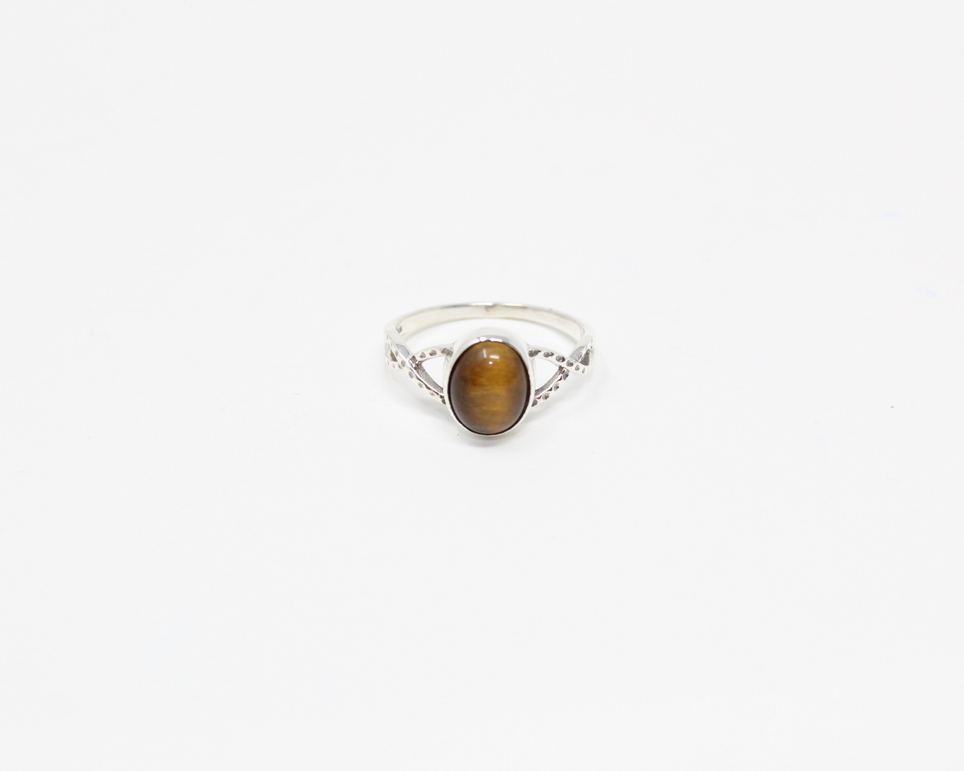 NOBLE, bague argent sterling & pierre semi-précieuse, oeil-de-tigre.