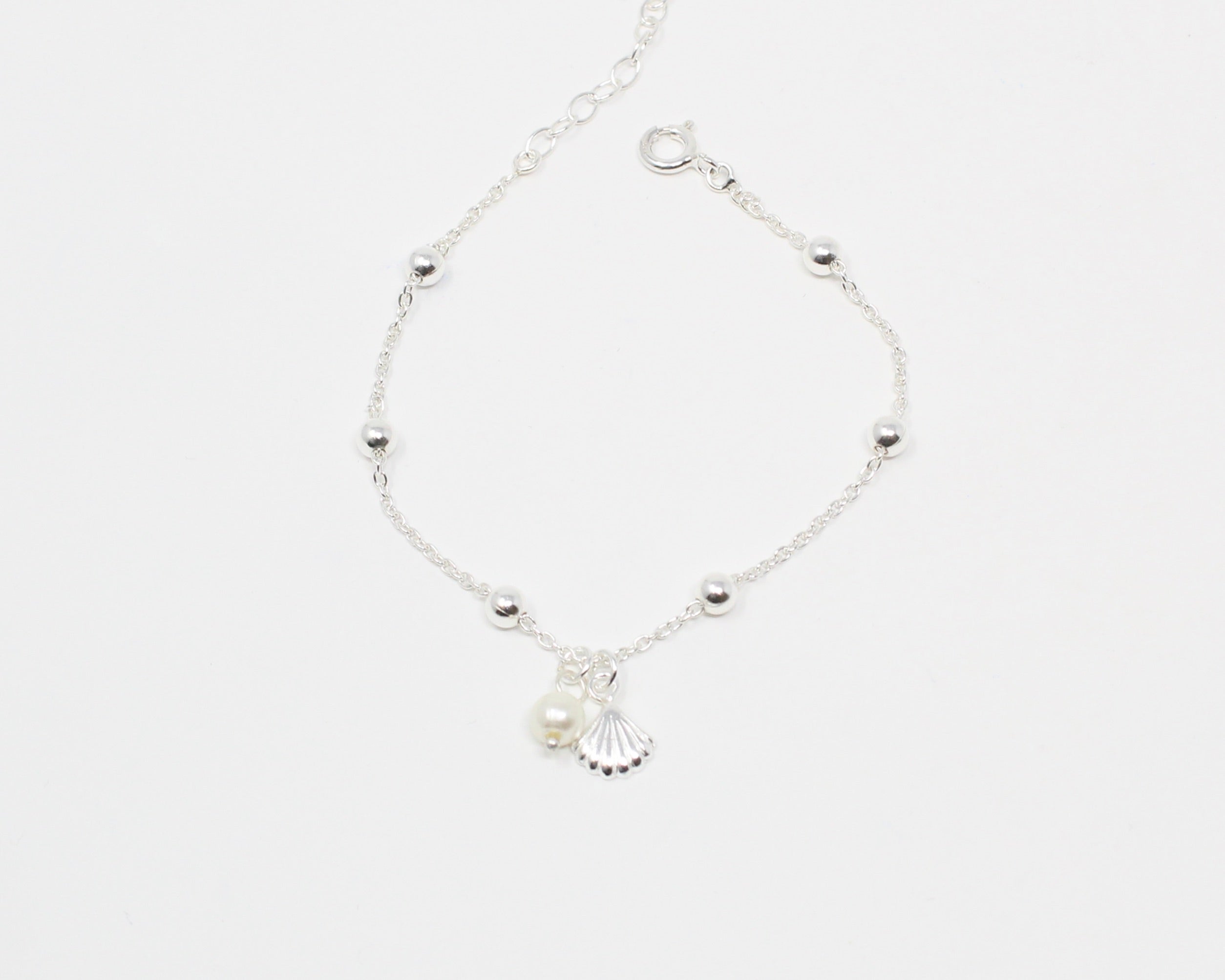 COQUILLAGE, bracelet argent sterling et perle.