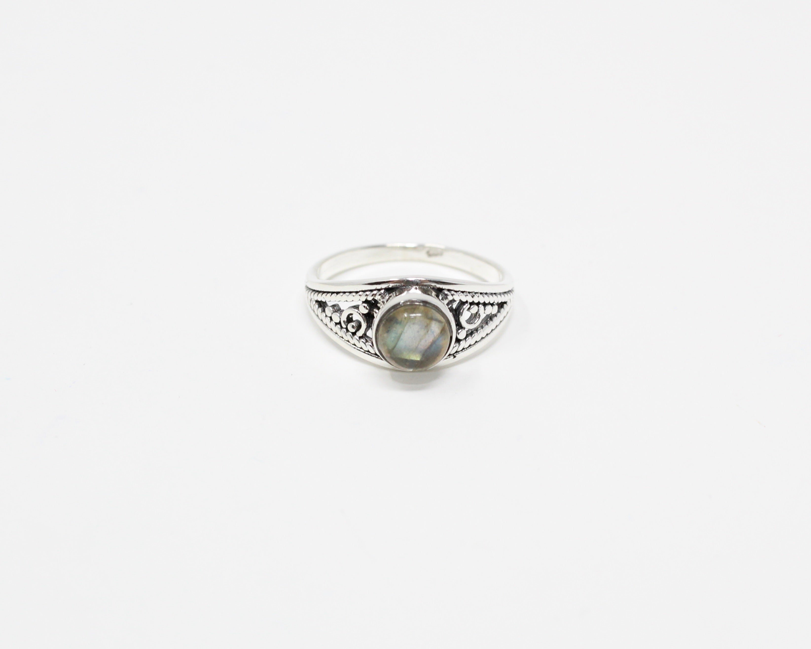 SAVANTE, bague argent sterling et pierre semi-précieuse, labradorite.