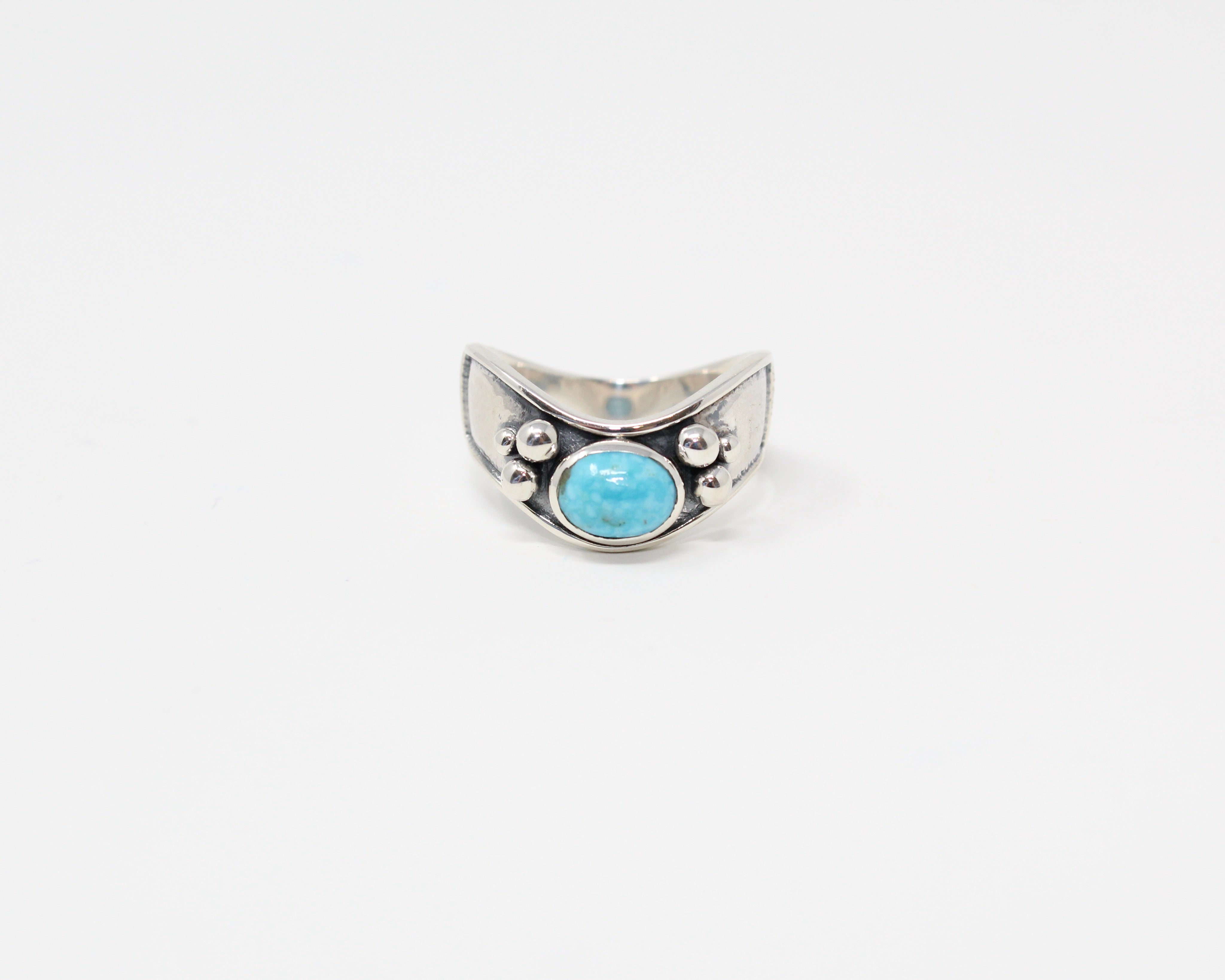 BANGRAK, bague argent sterling et turquoise, pierre semi-précieuse.