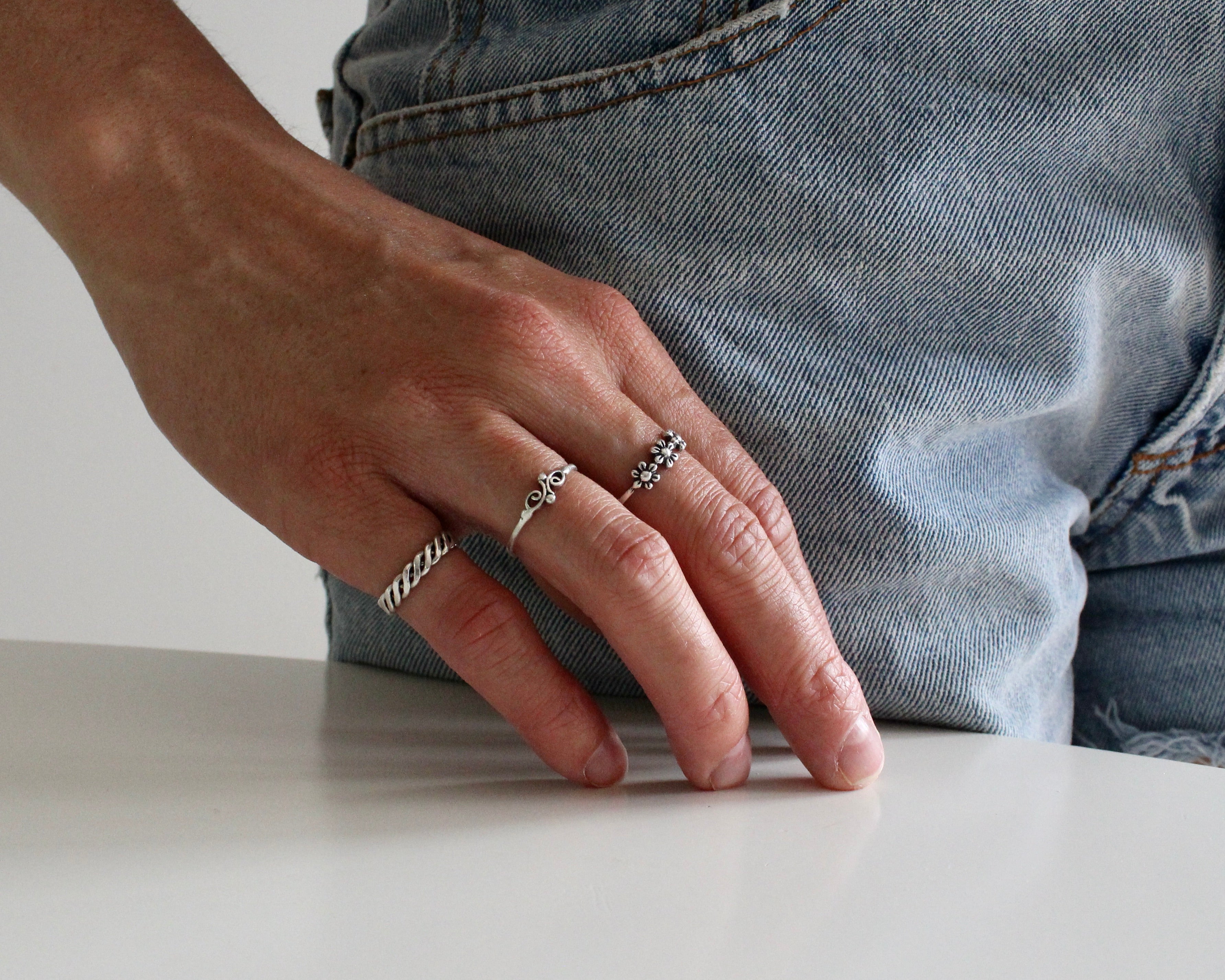 FLEUR, bague argent sterling.
