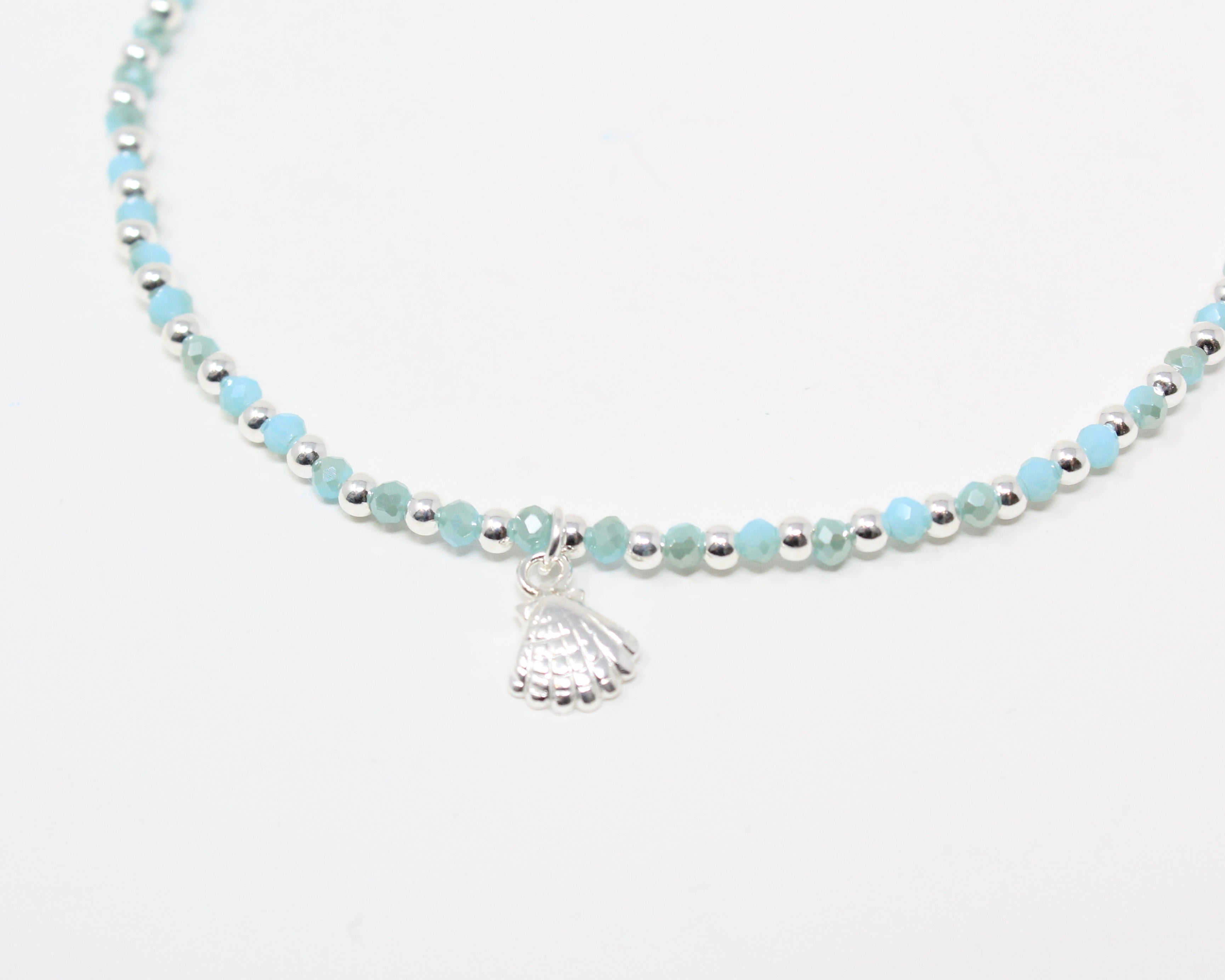 COQUE, bracelet de cheville, billes et argent sterling.