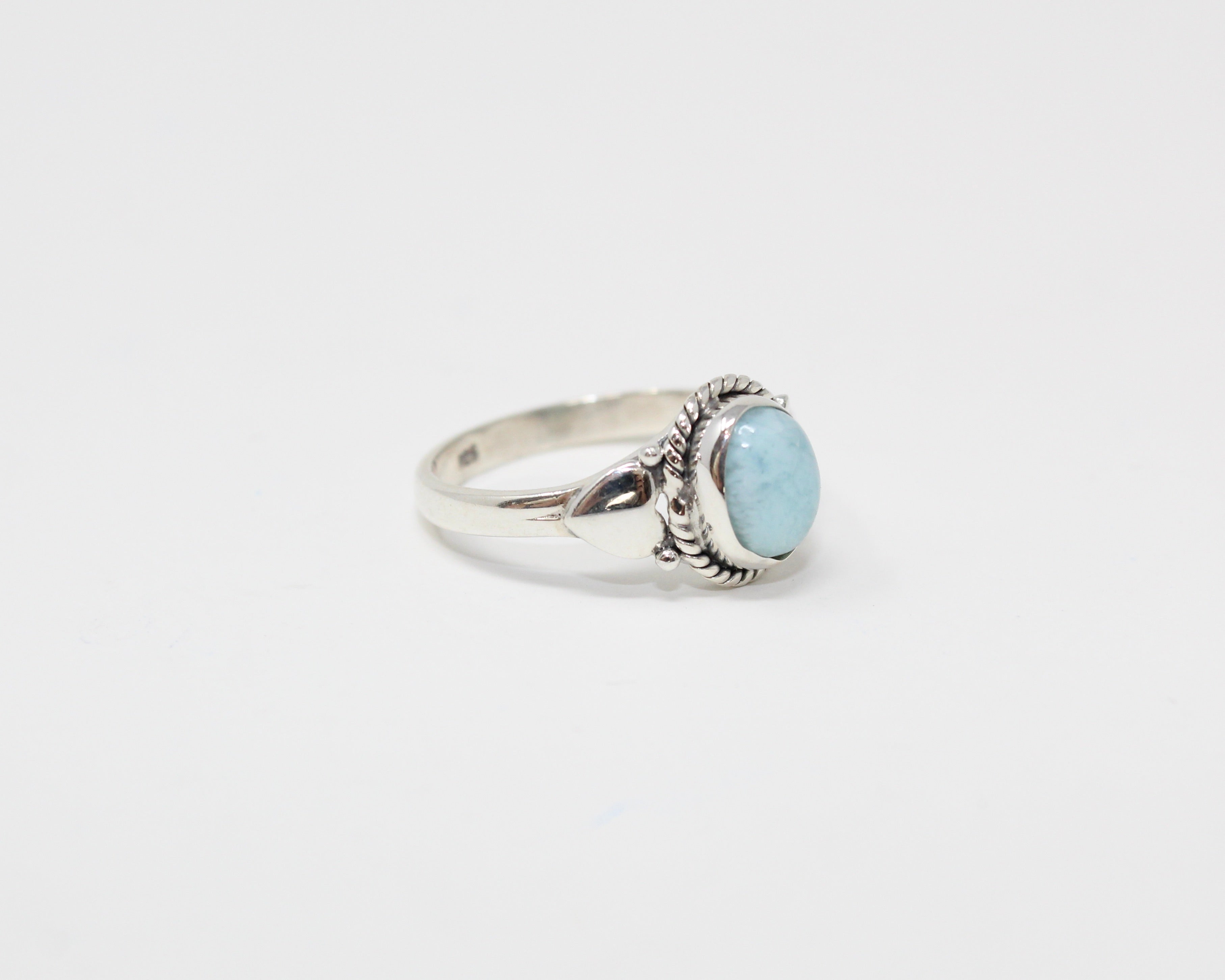 AMOUR, bague argent et pierre semi-précieuse, larimar.