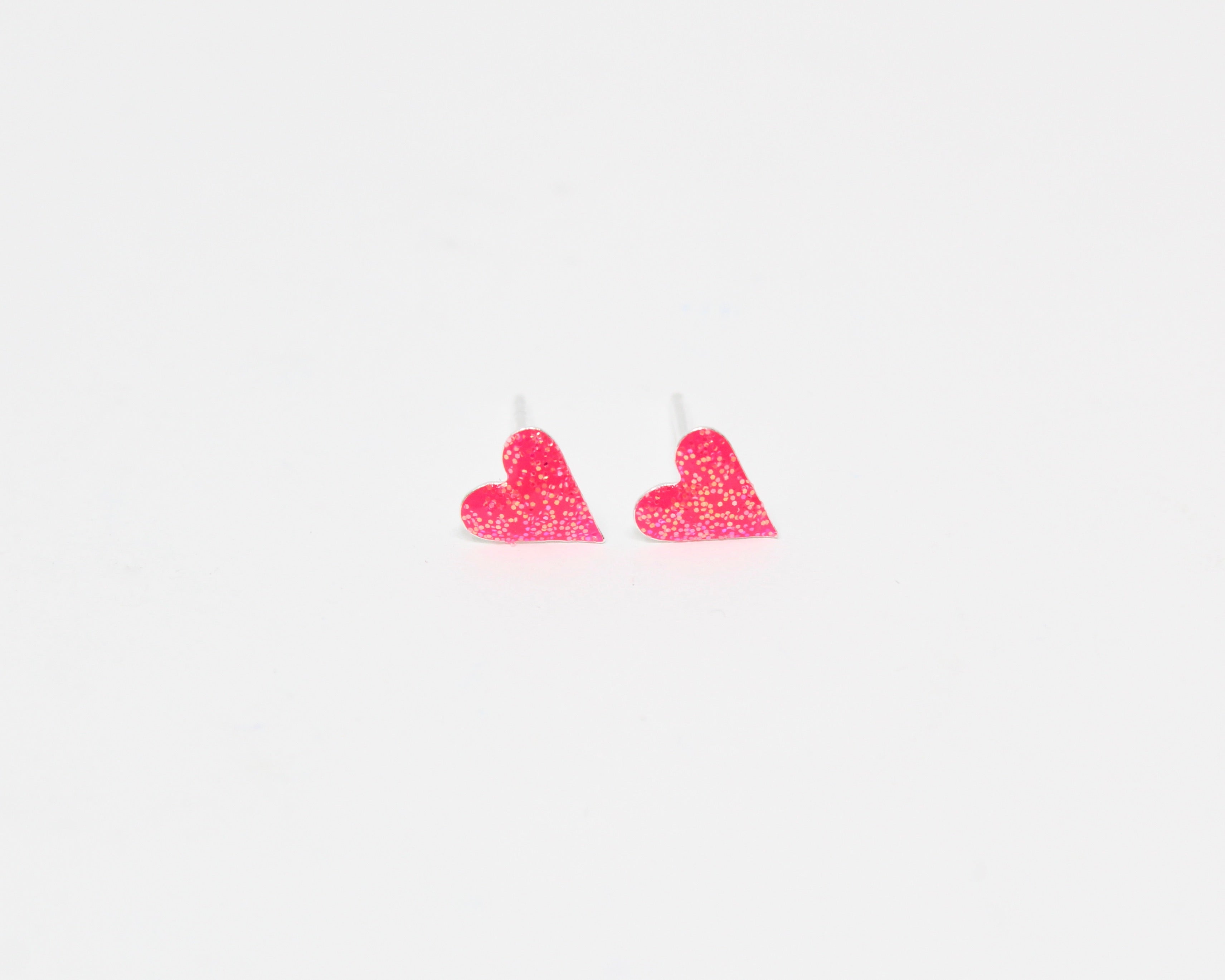 COEUR, boucle d'oreille argent sterling, émail, fuschia.