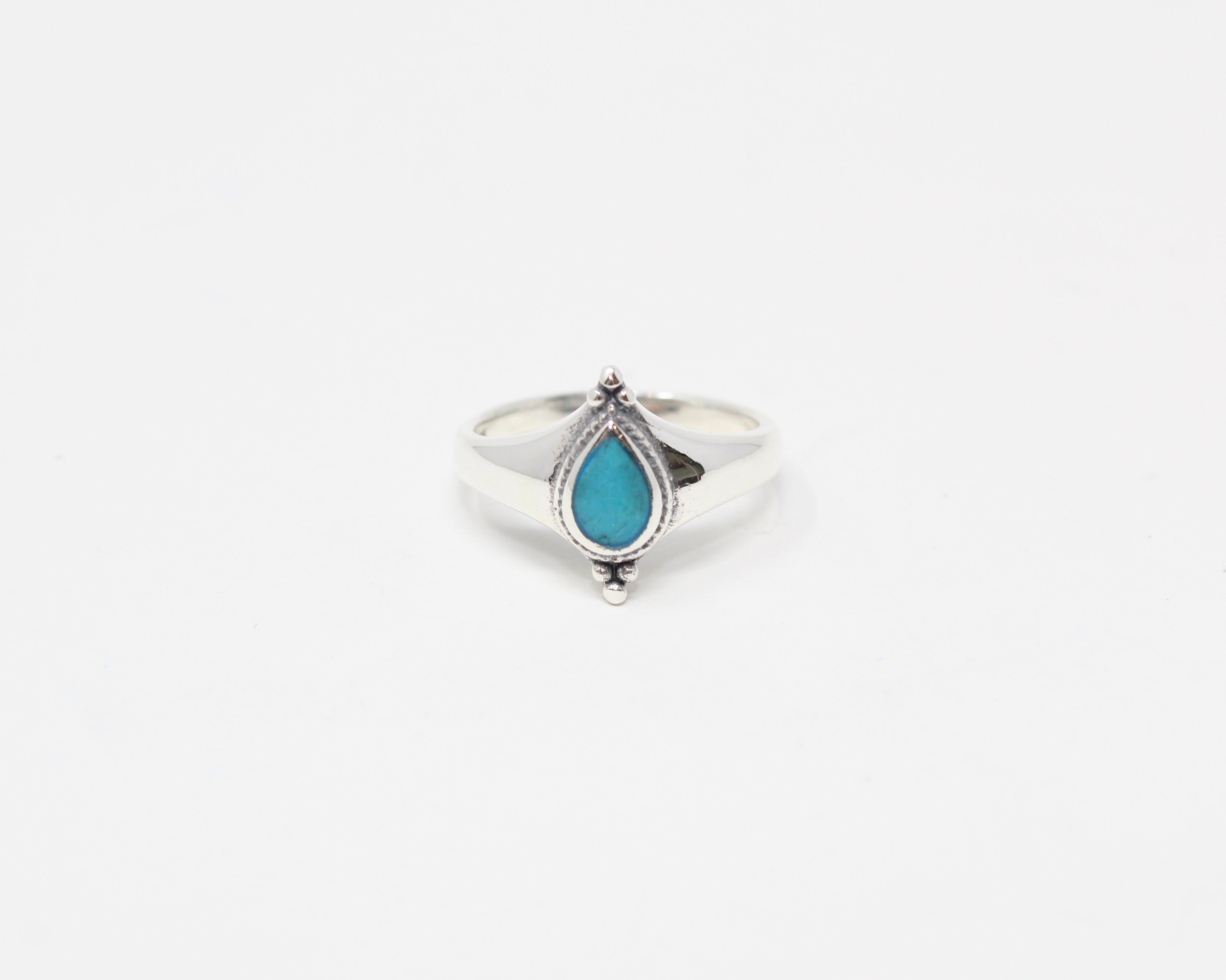 THAWI, bague argent sterling et turquoise, pierre semi-précieuse.