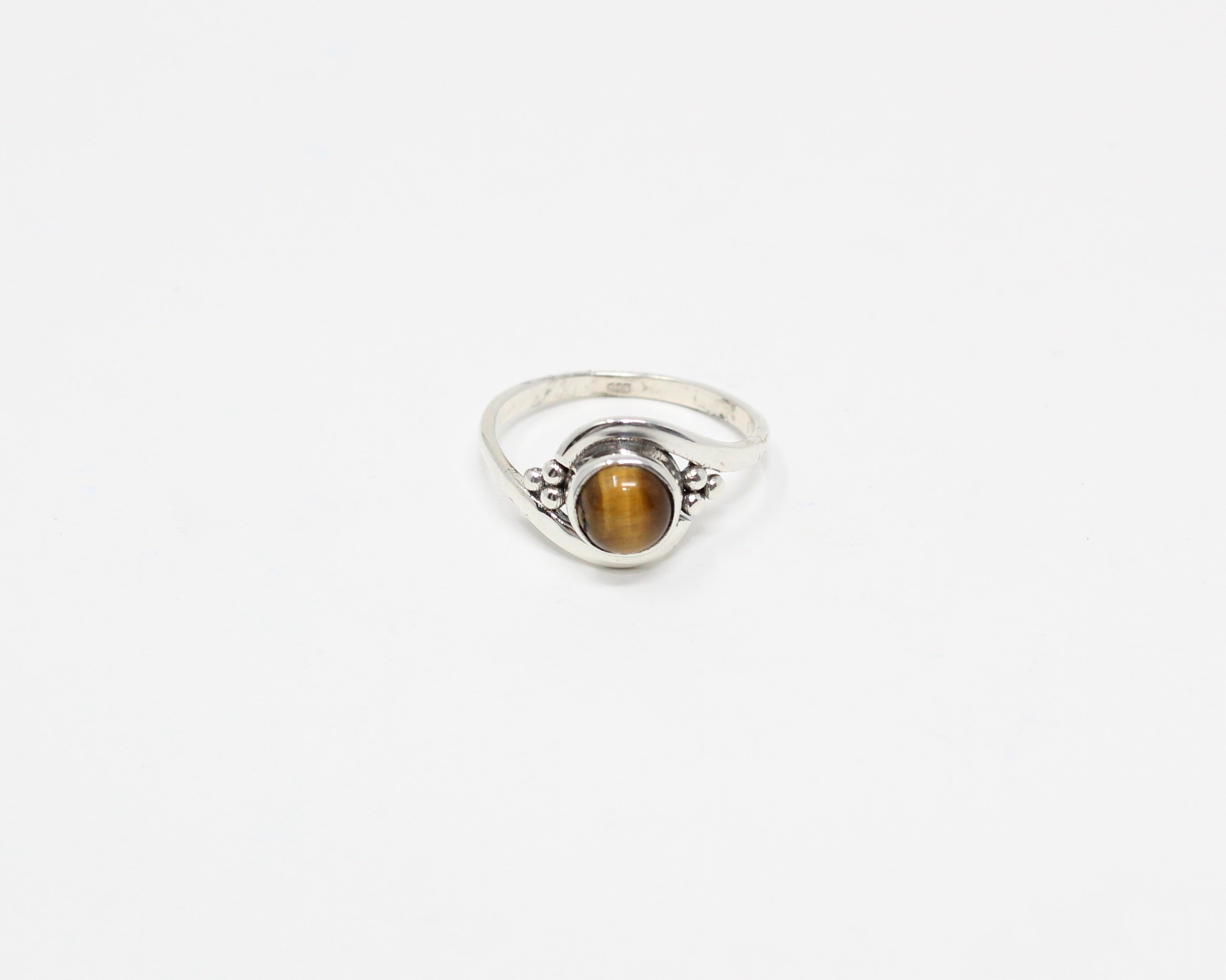 FINESSE, bague argent sterling et pierre semi-précieuse, oeil-de-tigre.