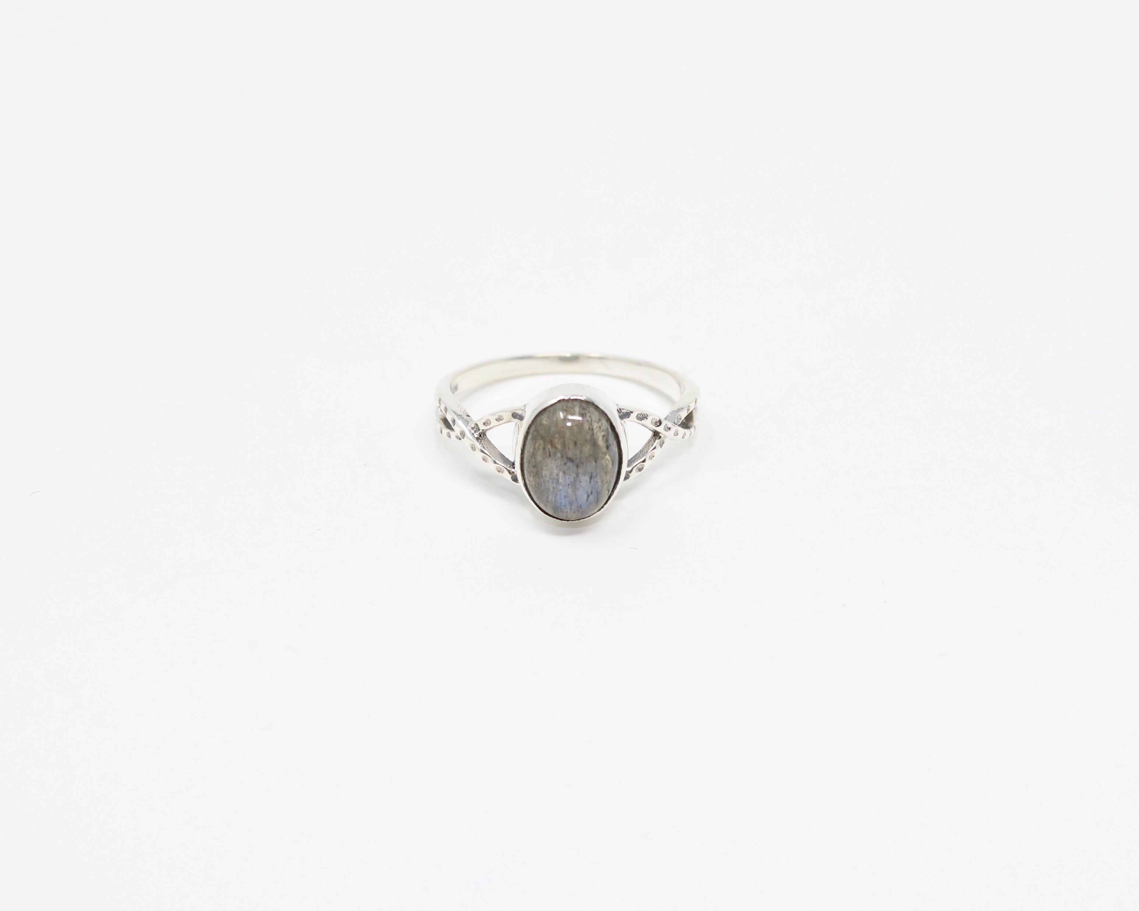 NOBLE, bague argent sterling & pierre semi-précieuse, labradorite.