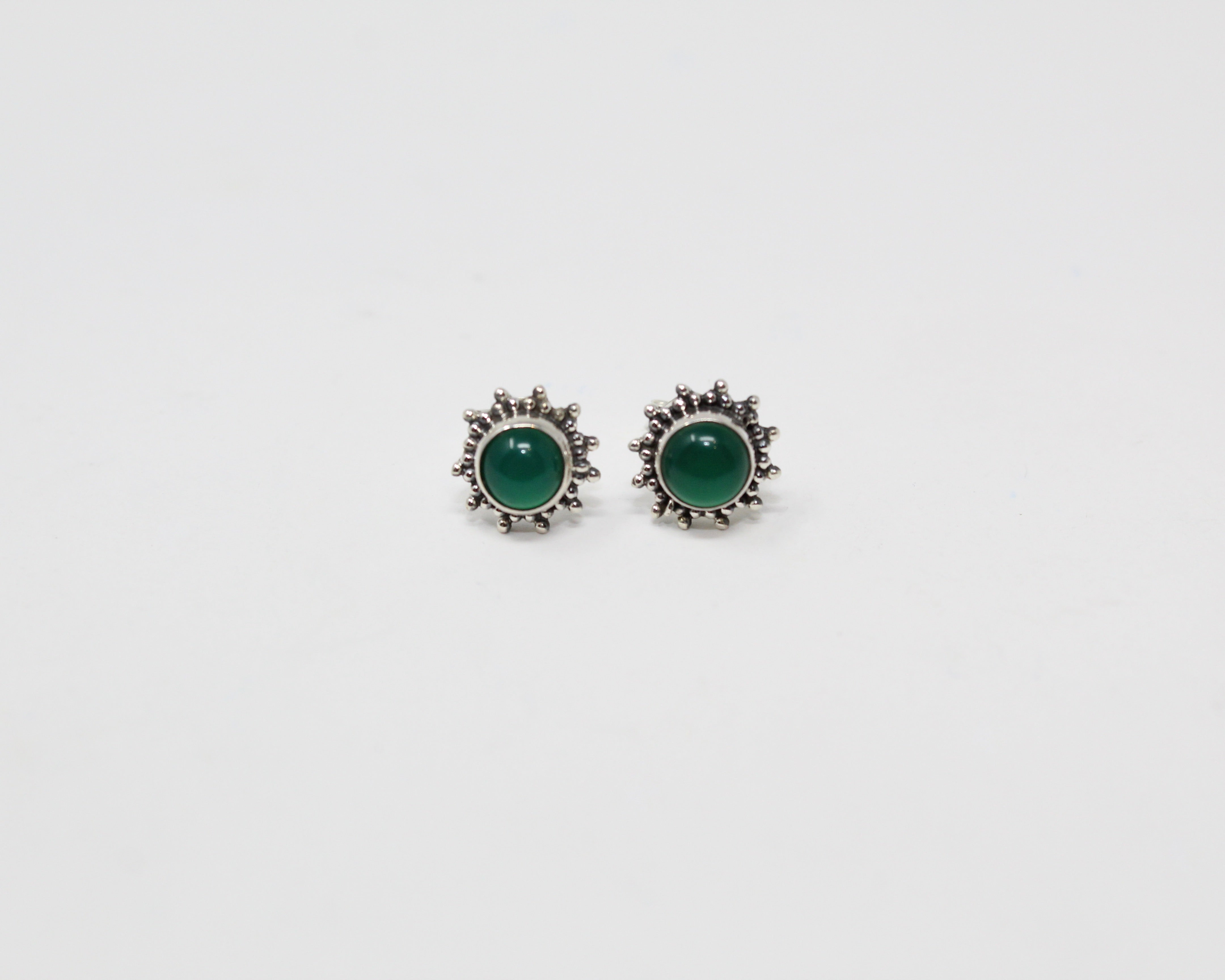 SOLAIRE, boucles d'oreilles argent sterling et pierre semi-précieuse, onyx vert.