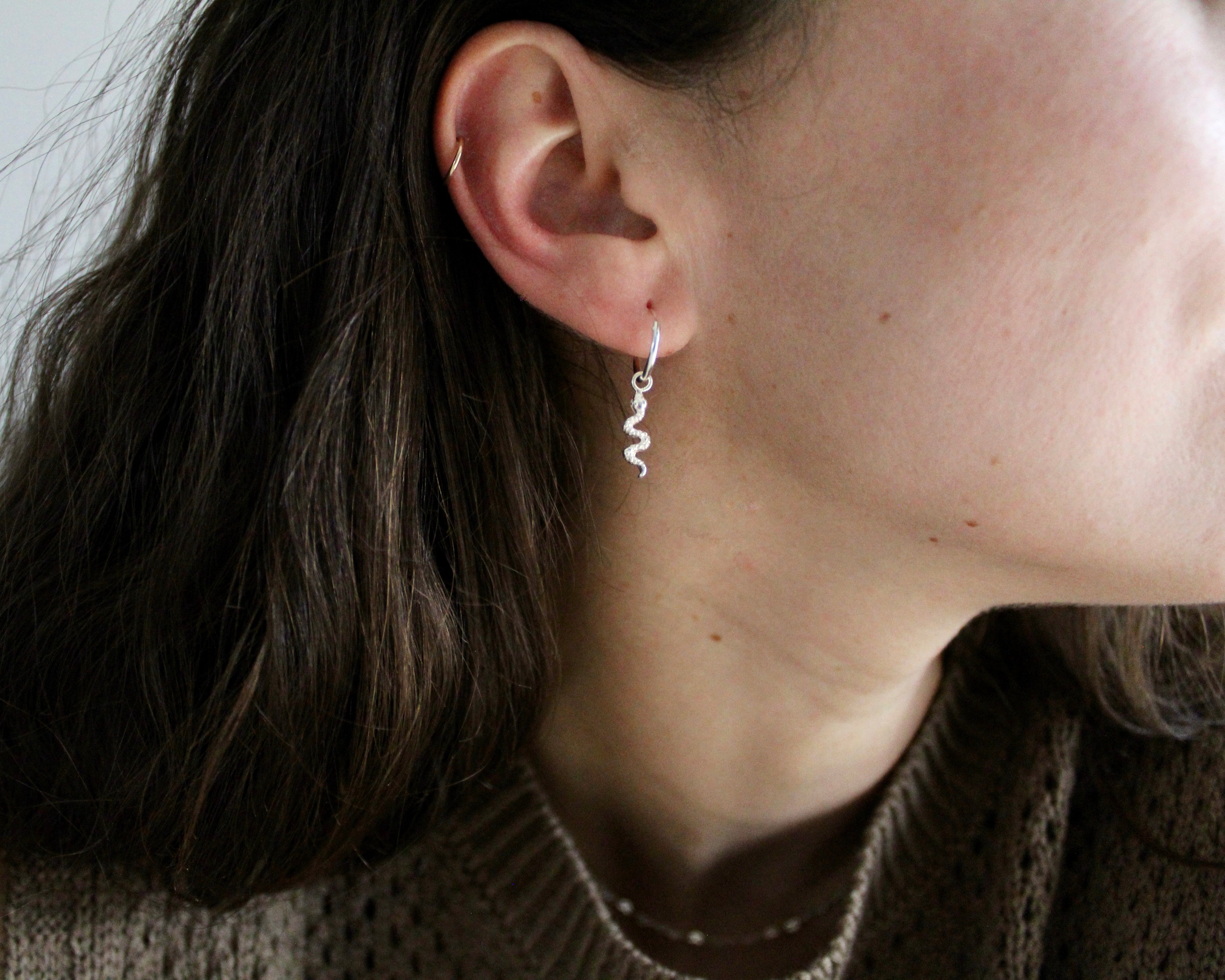 COBRA, boucle d'oreille argent sterling.