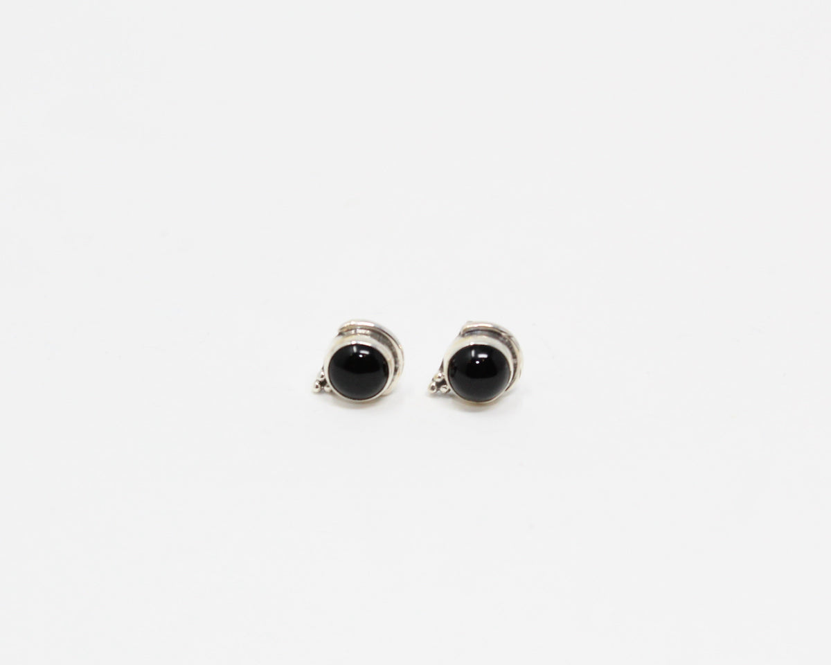 FINESSE, boucle d'oreille argent sterling et pierre semi-précieuse, onyx.
