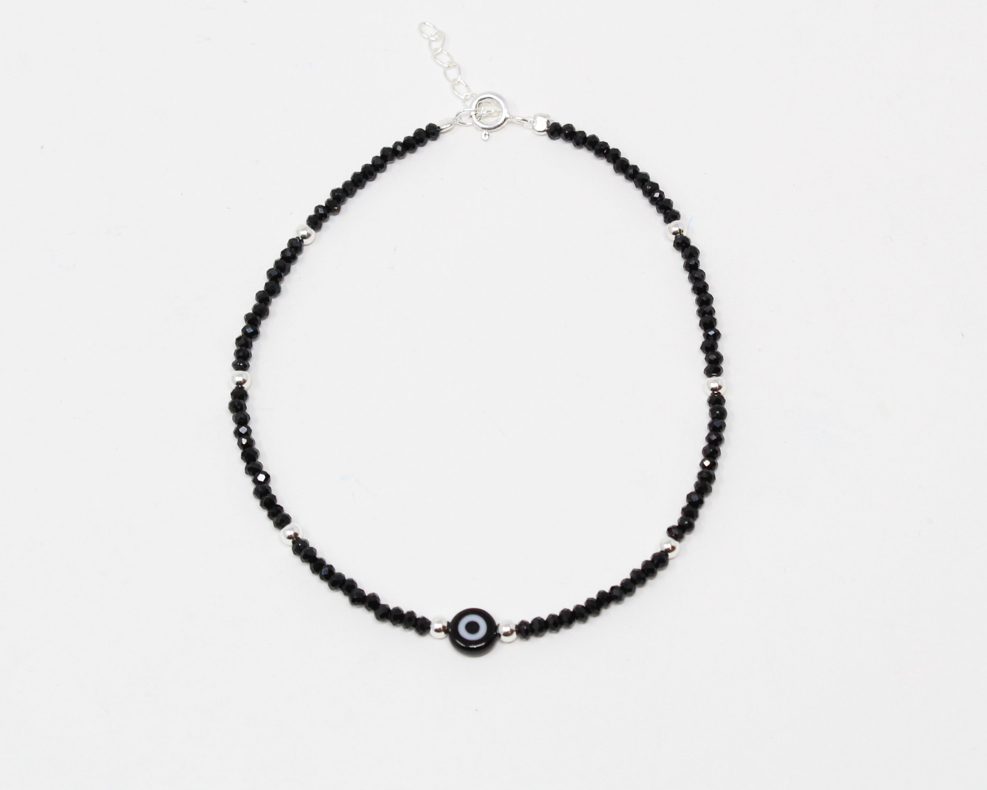 ONYX, bracelet de cheville, argent sterling et billes.