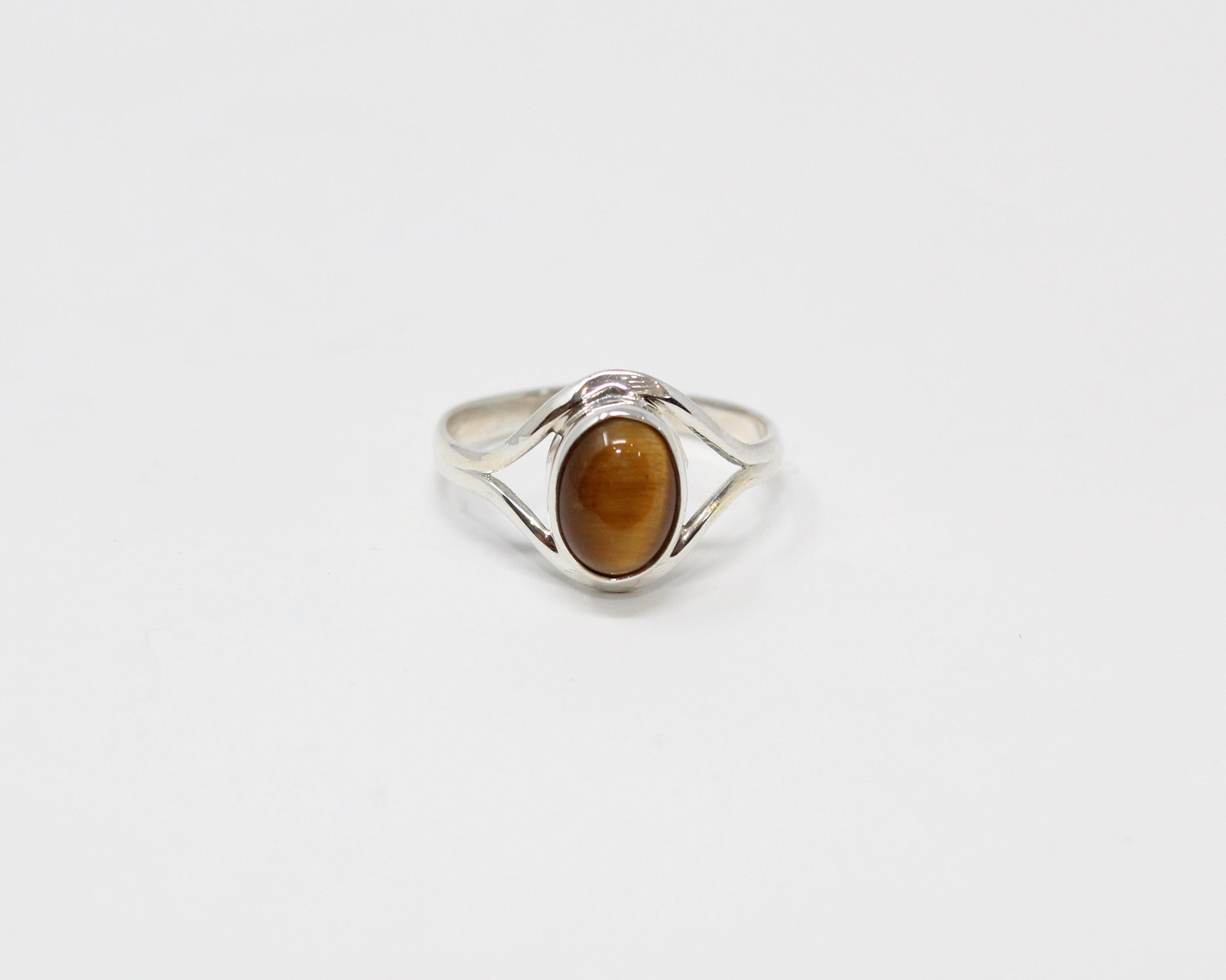 JOIE, bague argent et pierre semi-précieuse, oeil-de-tigre.