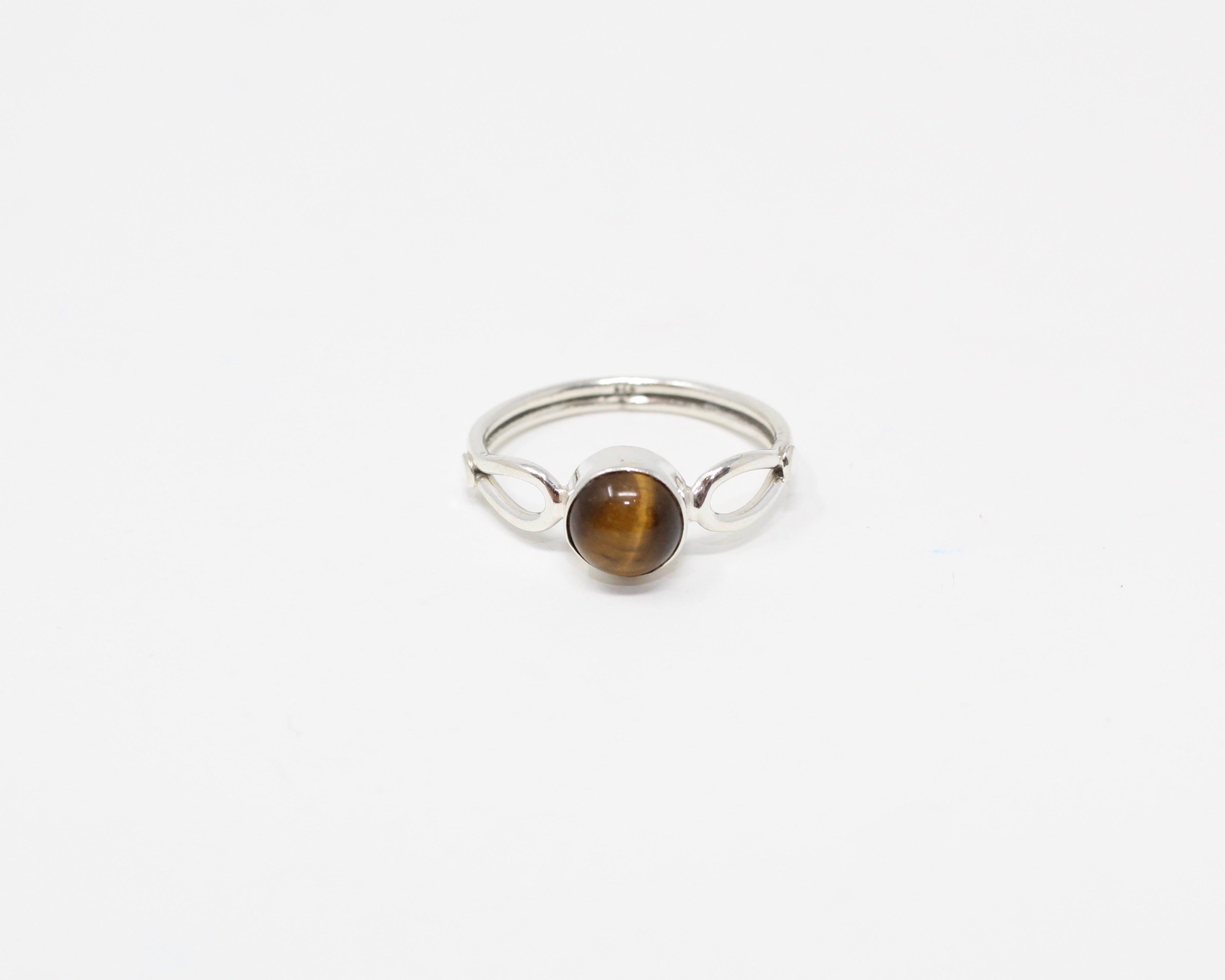 AMITIÉ, bague argent sterling et pierre semi-précieuse, oeil-de-tigre.