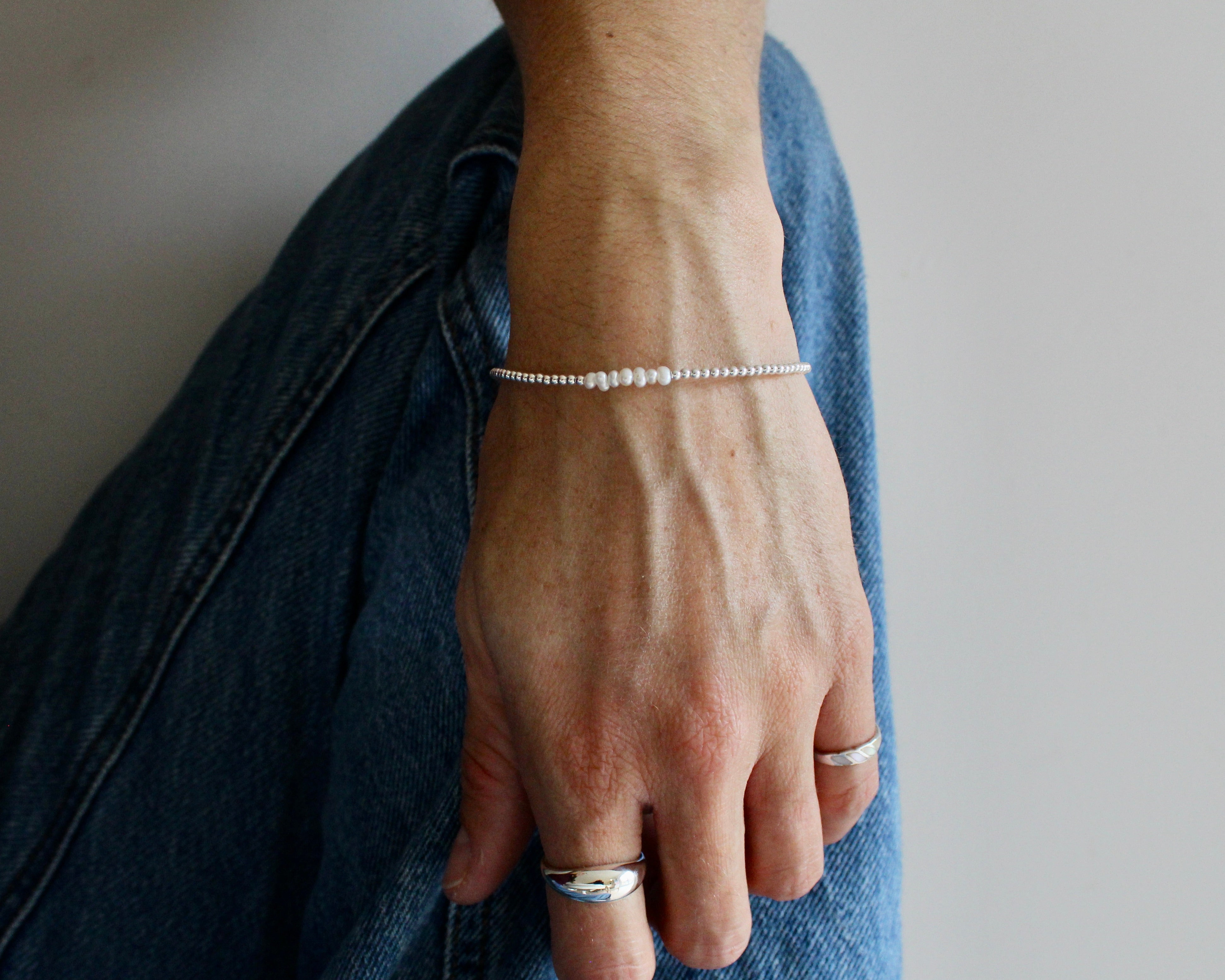 SPIRUL, bracelet argent sterling et perles.