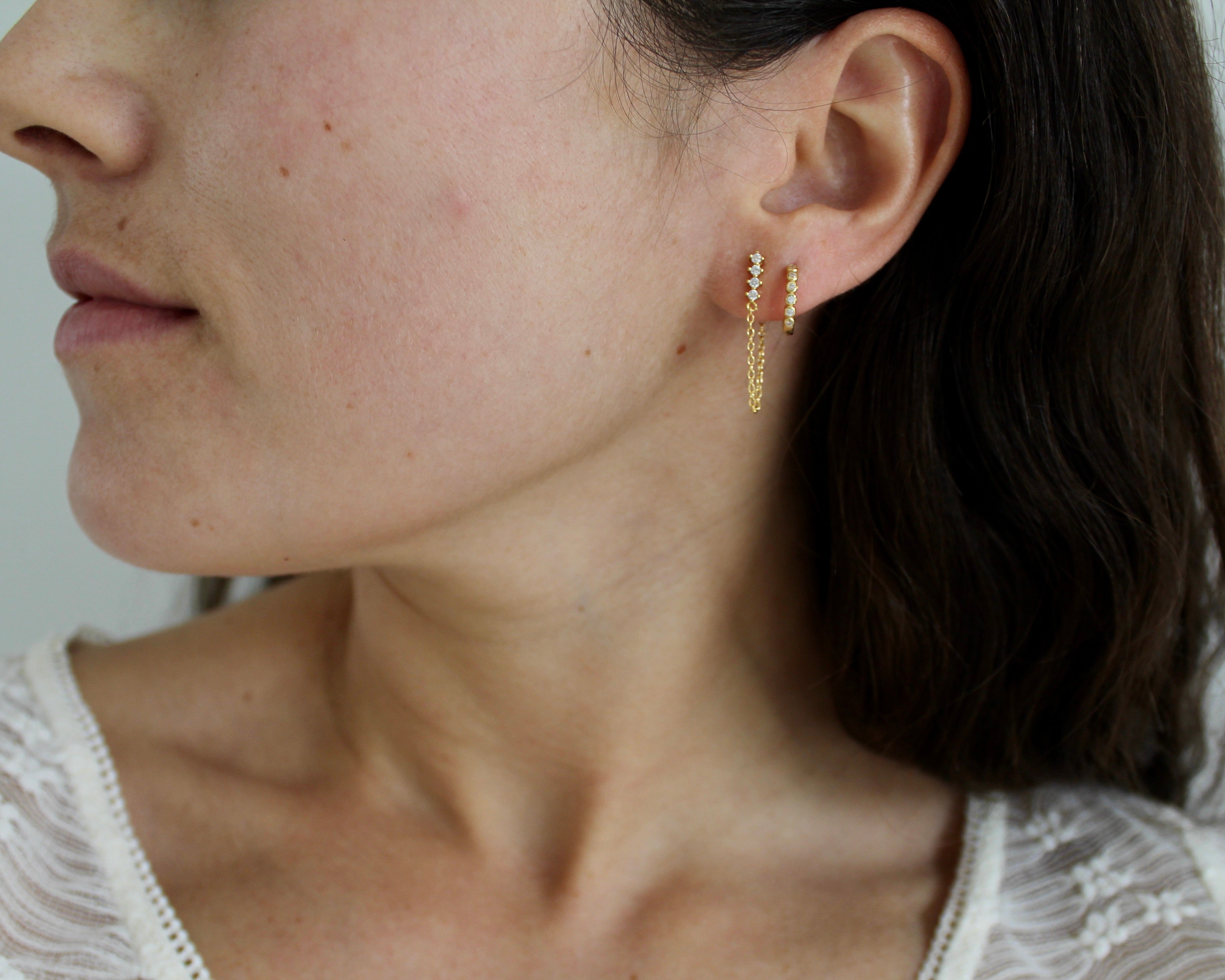 BRONZ, boucles d'oreilles, or vermeil.