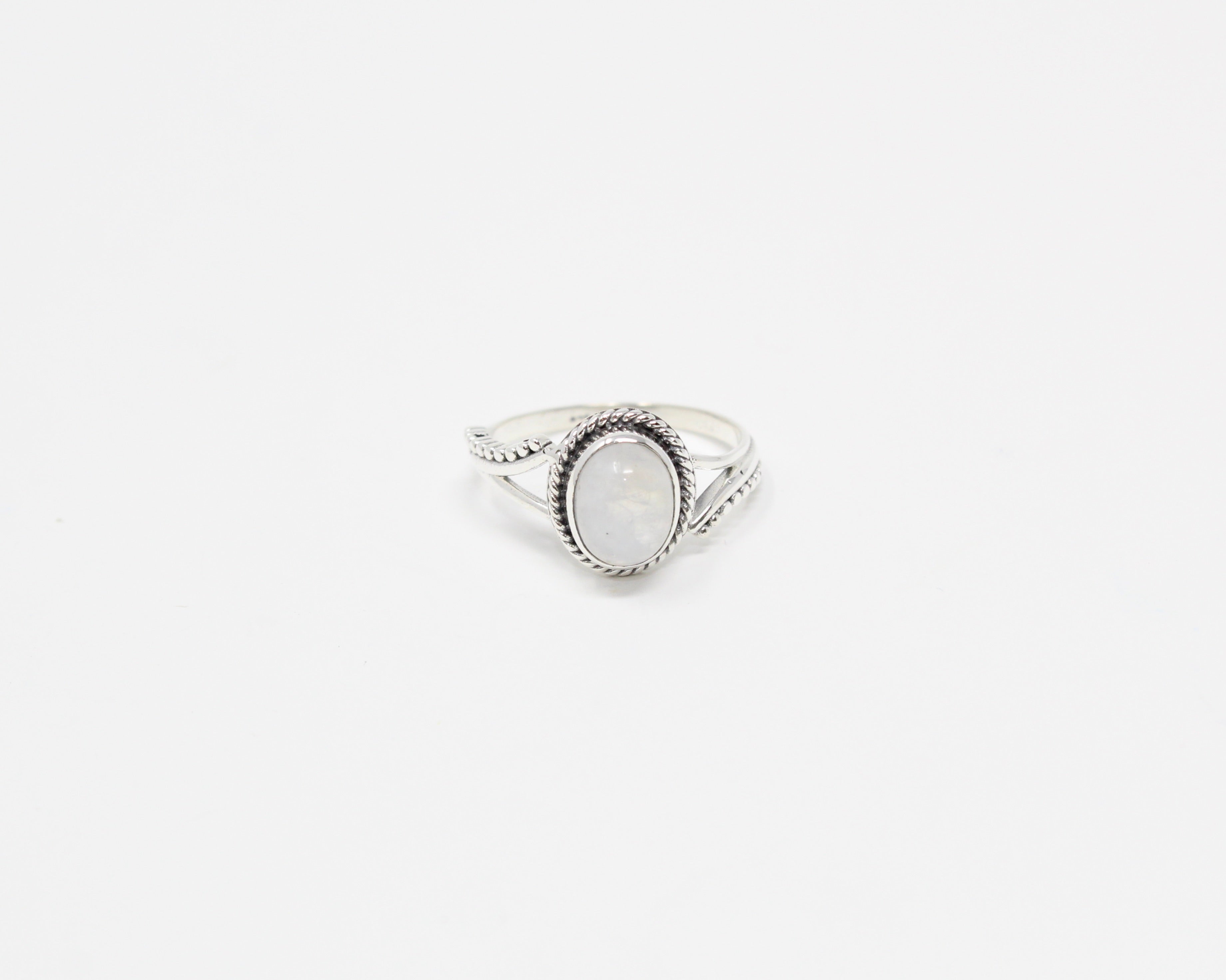 BONHEUR, bague argent sterling, pierre de lune.