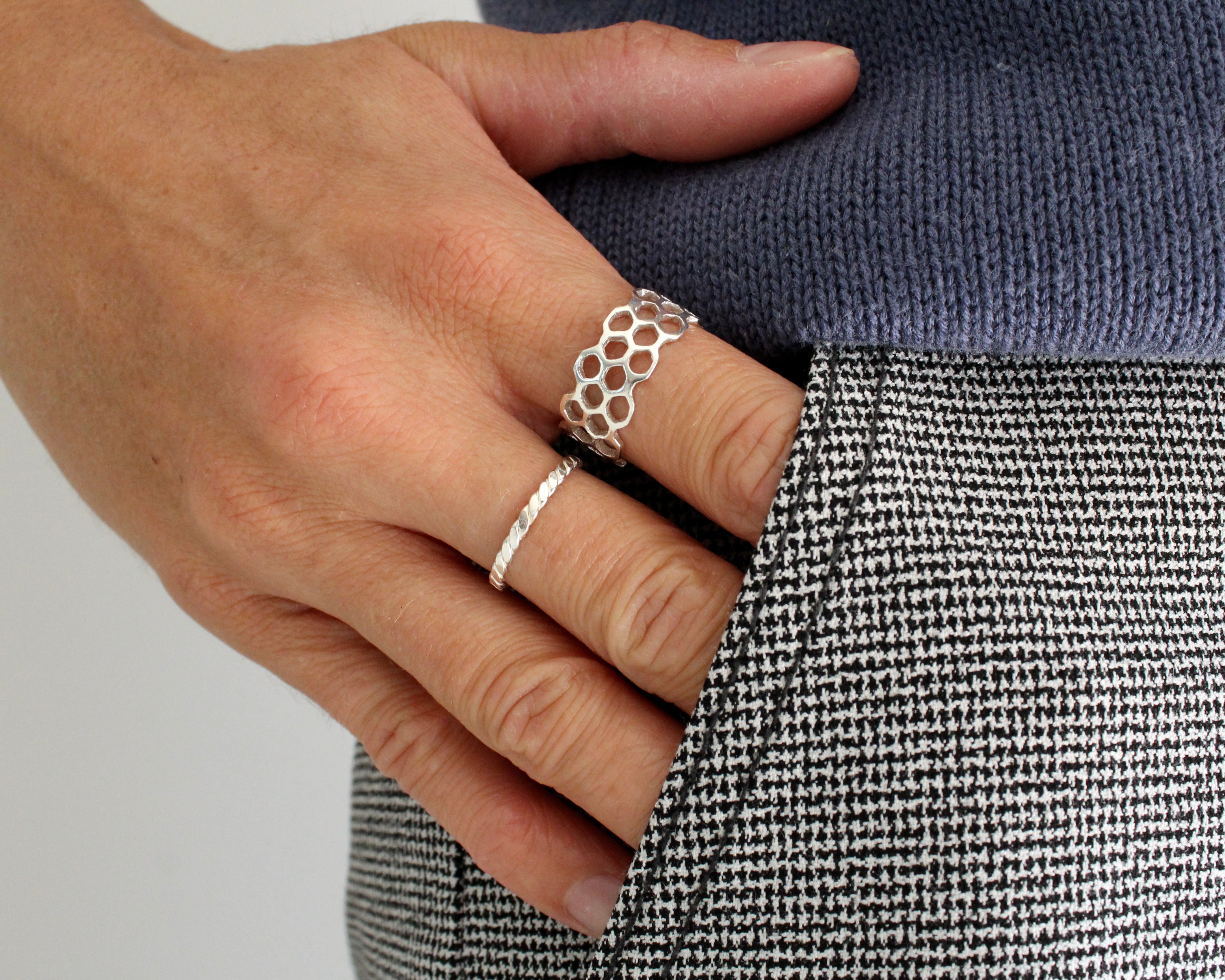 BEE, bague argent sterling.