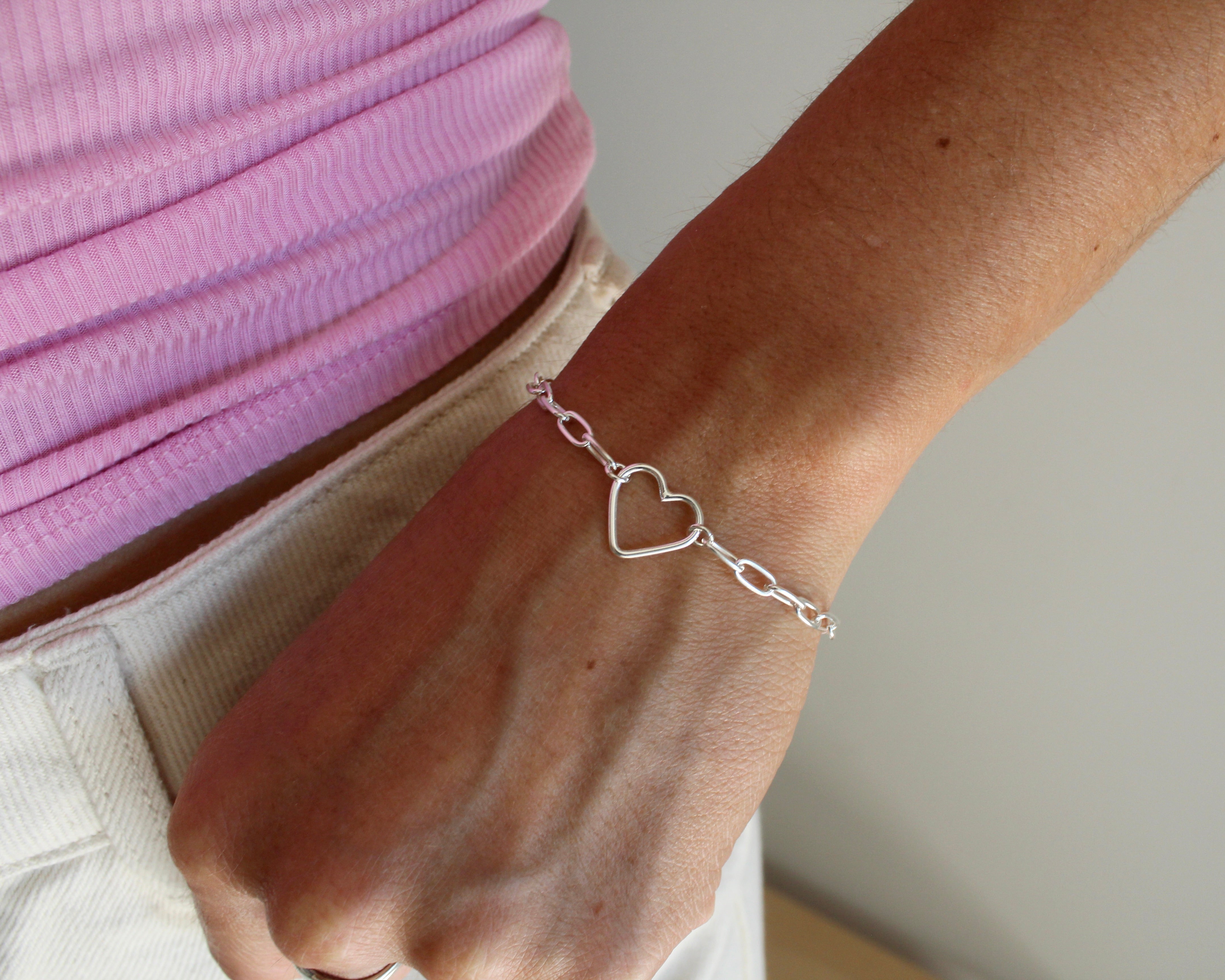 Amour, bracelet argent sterling.