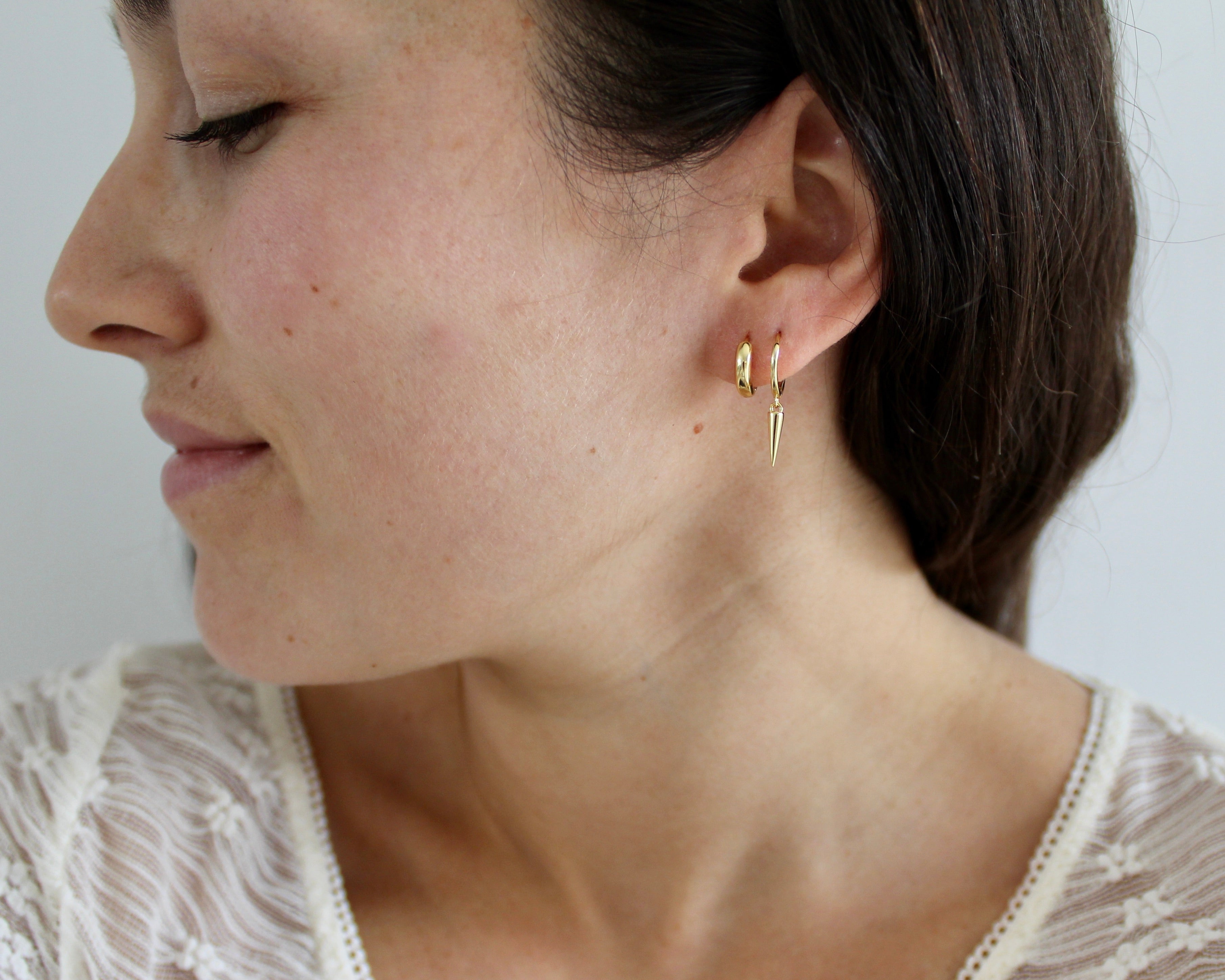 FEU, boucles d'oreilles, or vermeil.