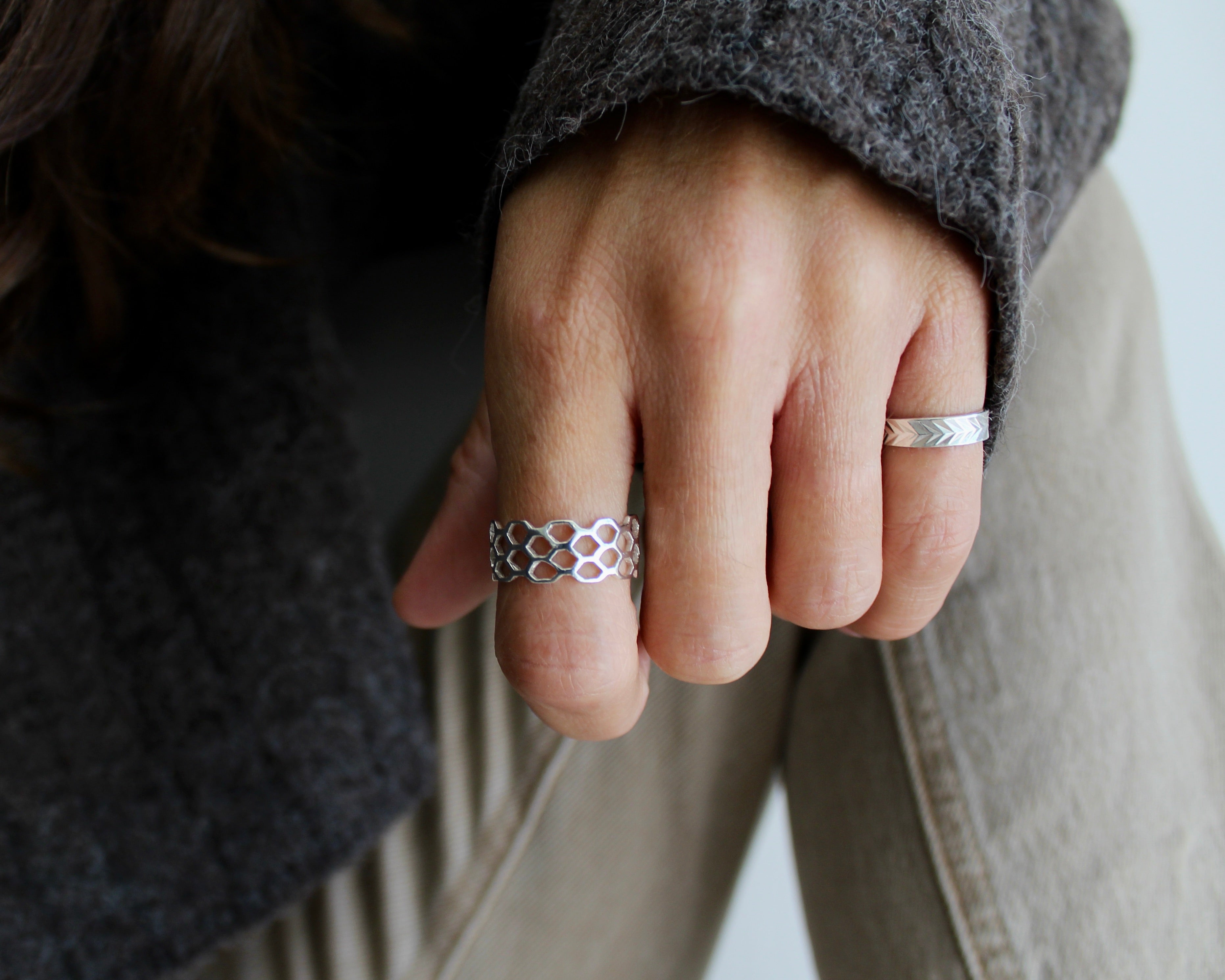 BEE, bague argent sterling.