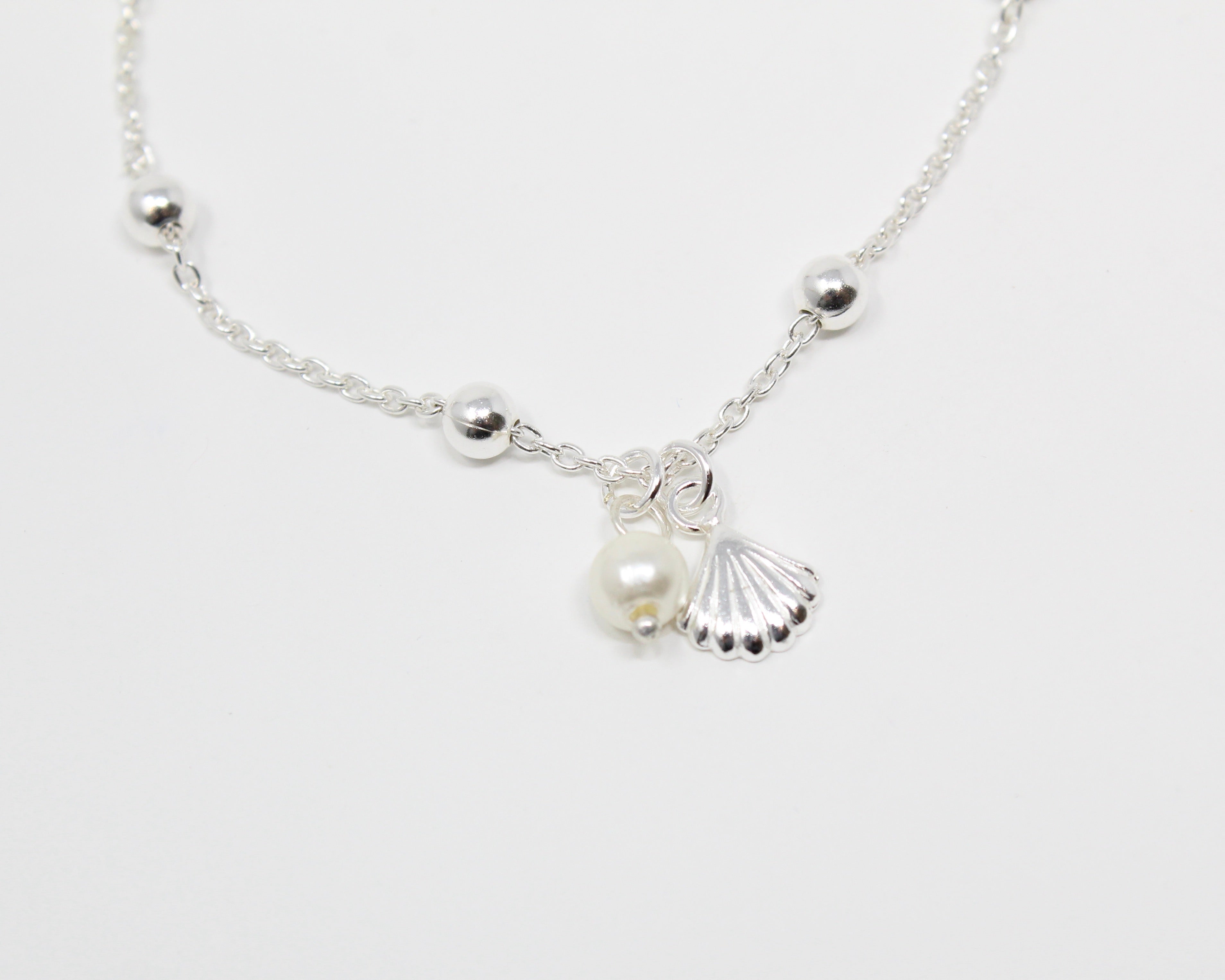 COQUILLAGE, bracelet argent sterling et perle.