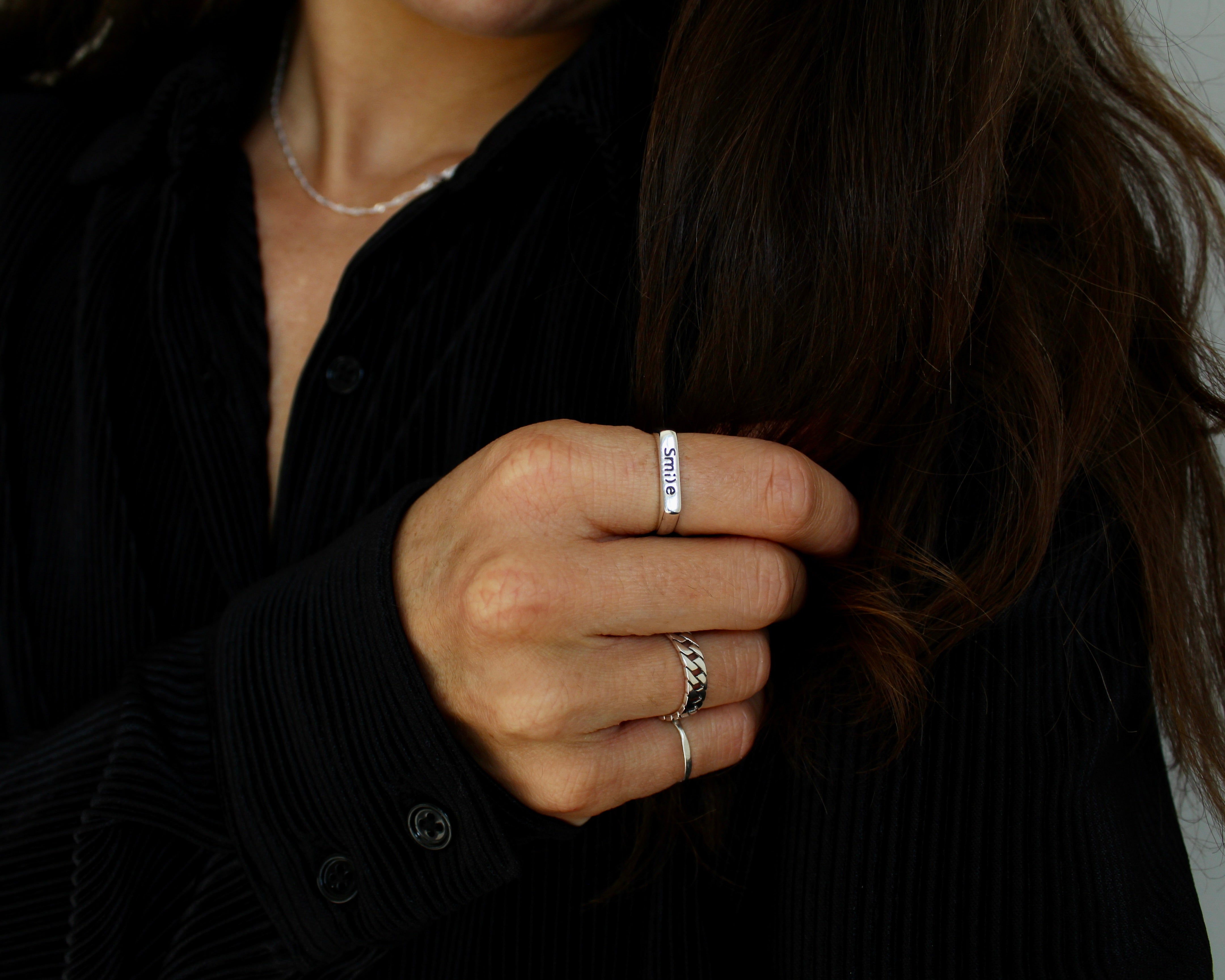 SMILE, bague argent sterling.
