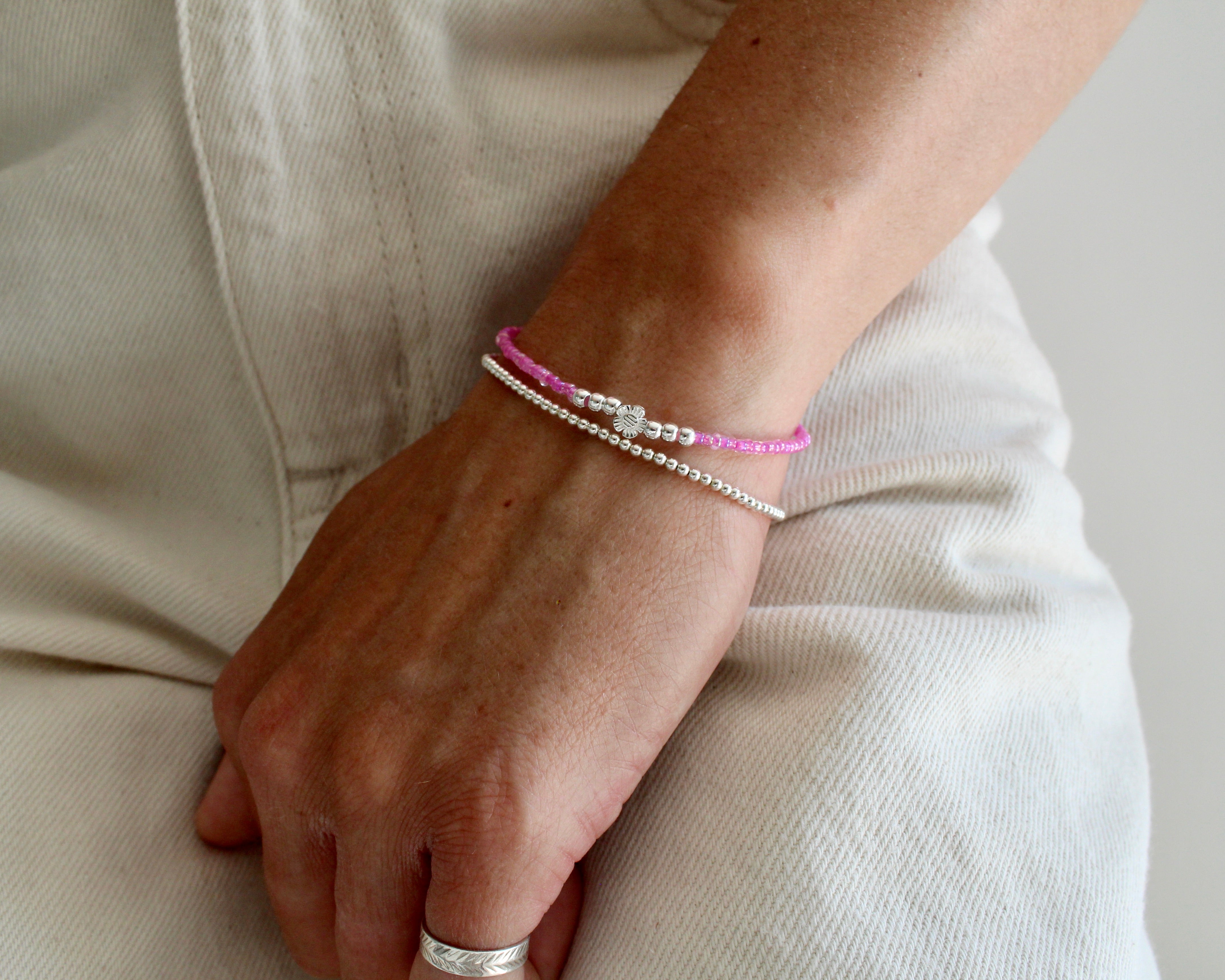 FLORAL, bracelet billes et argent sterling.