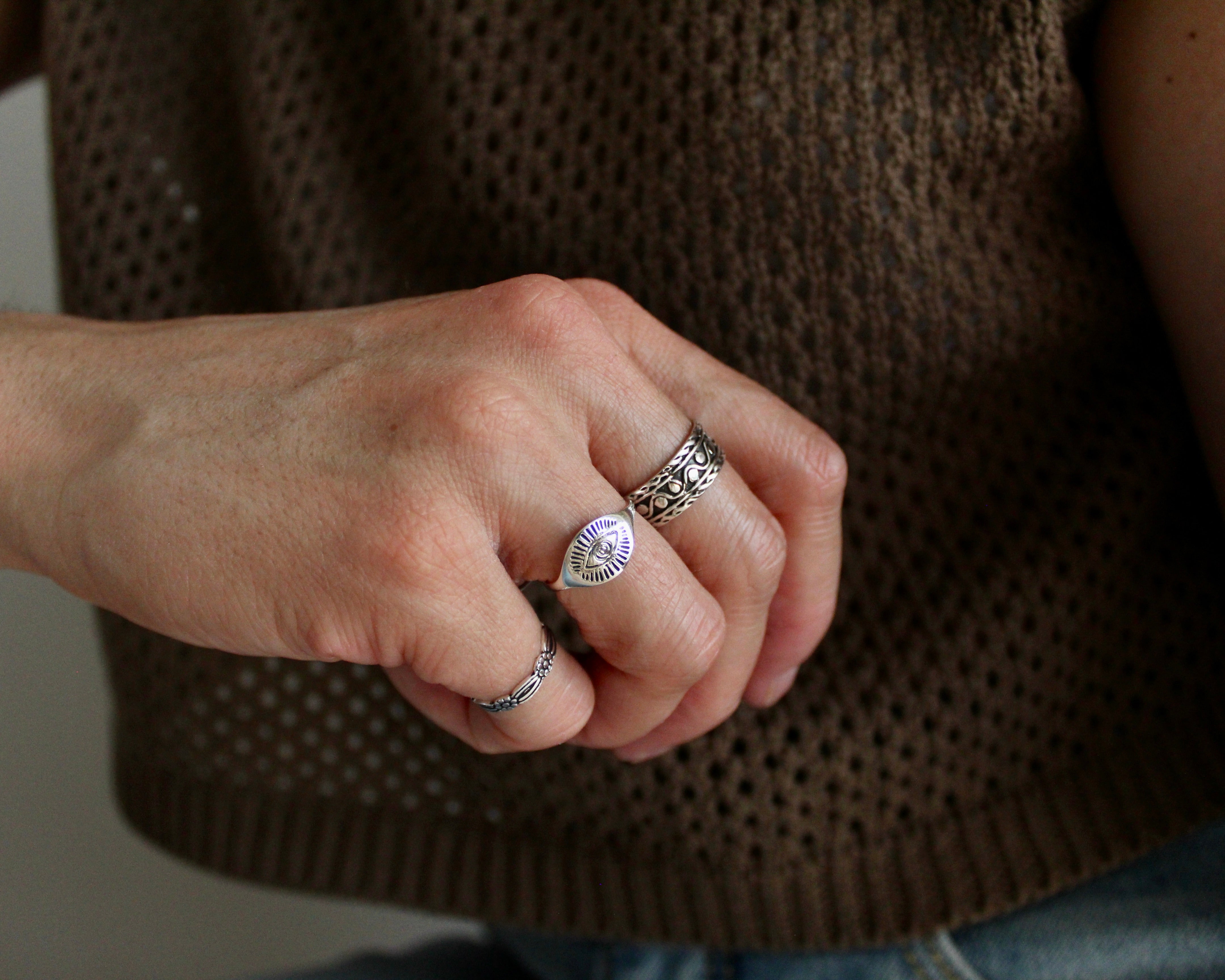 CHAKRI, bague argent sterling.