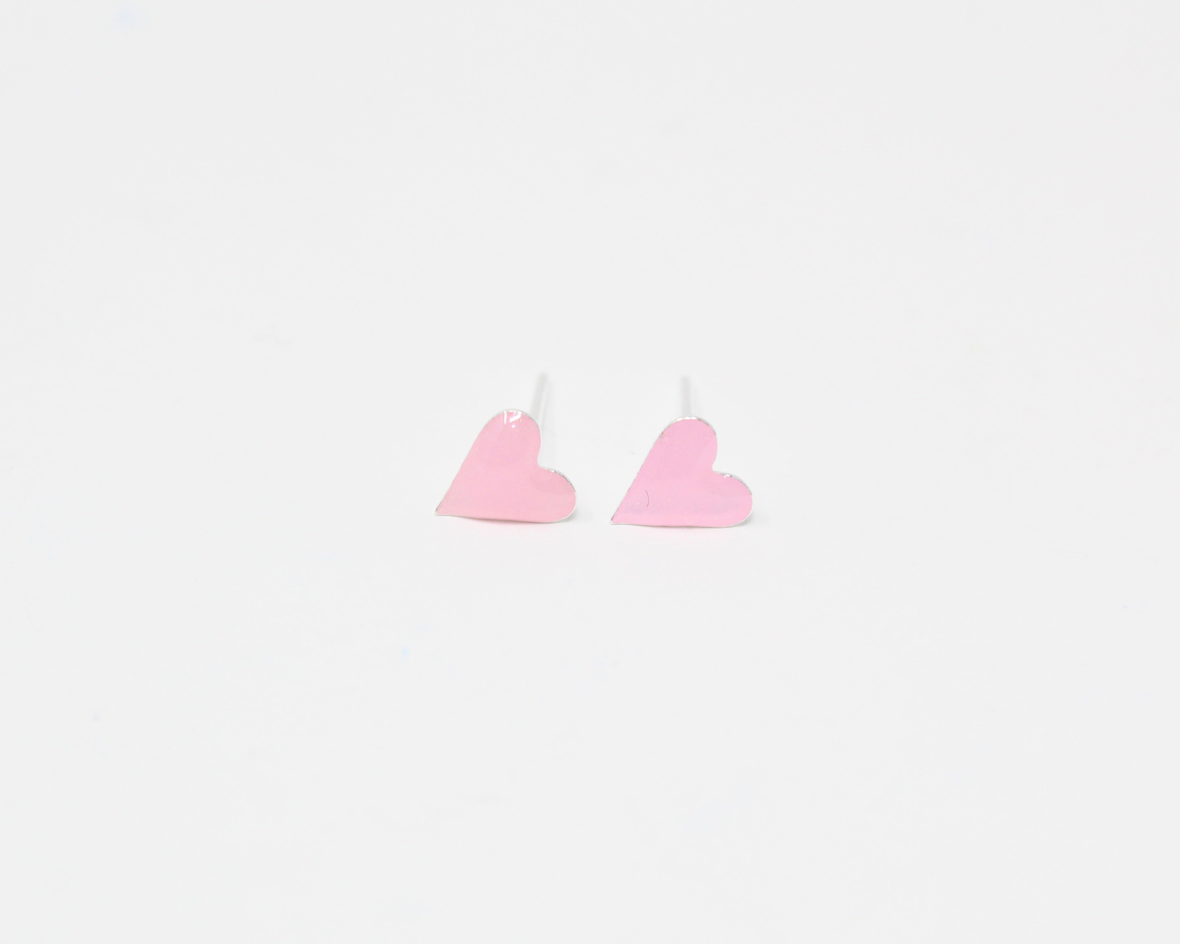 COEUR, boucle d'oreille argent sterling, émail, rose.