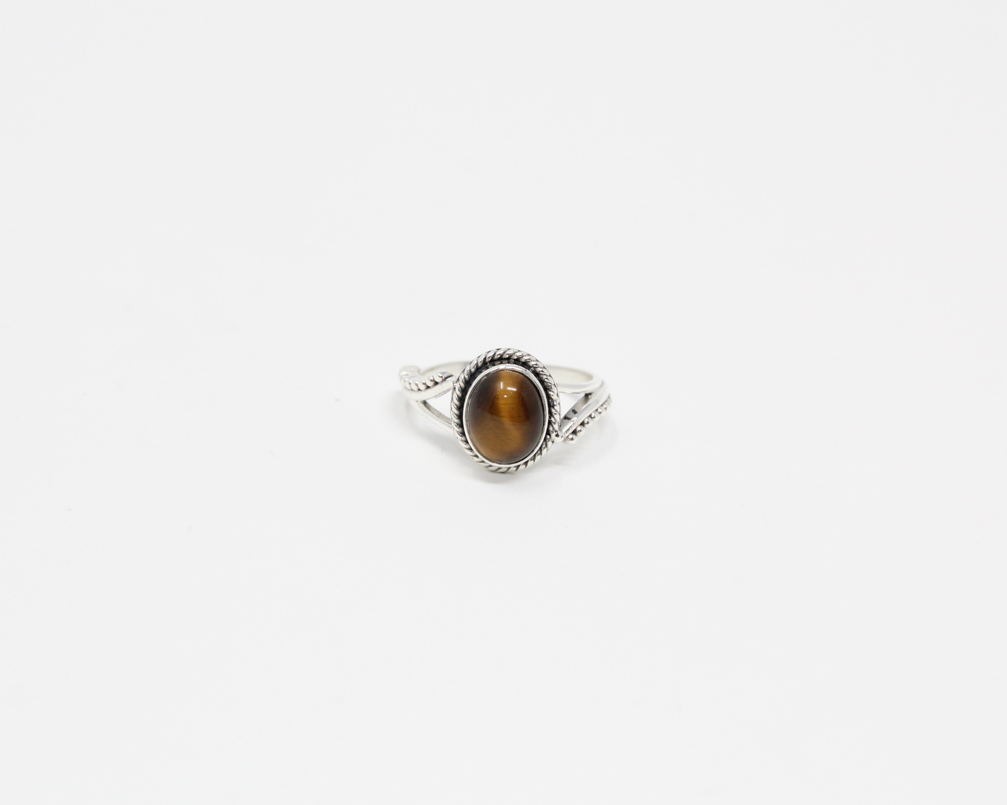 BONHEUR, bague argent sterling, oeil-de-tigre.